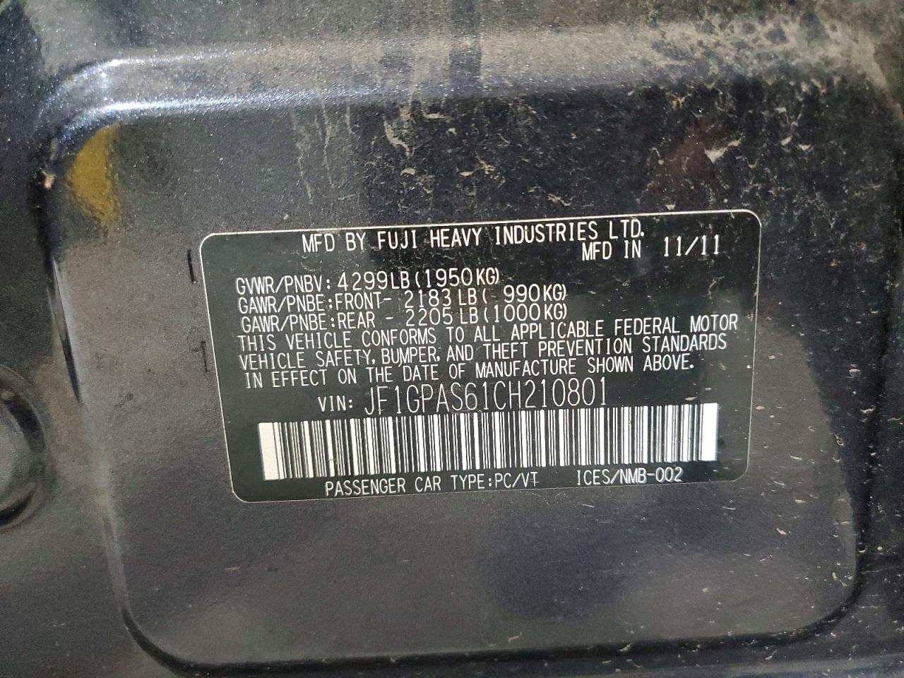2012 Subaru Impreza Sport Limited Charcoal vin: JF1GPAS61CH210801