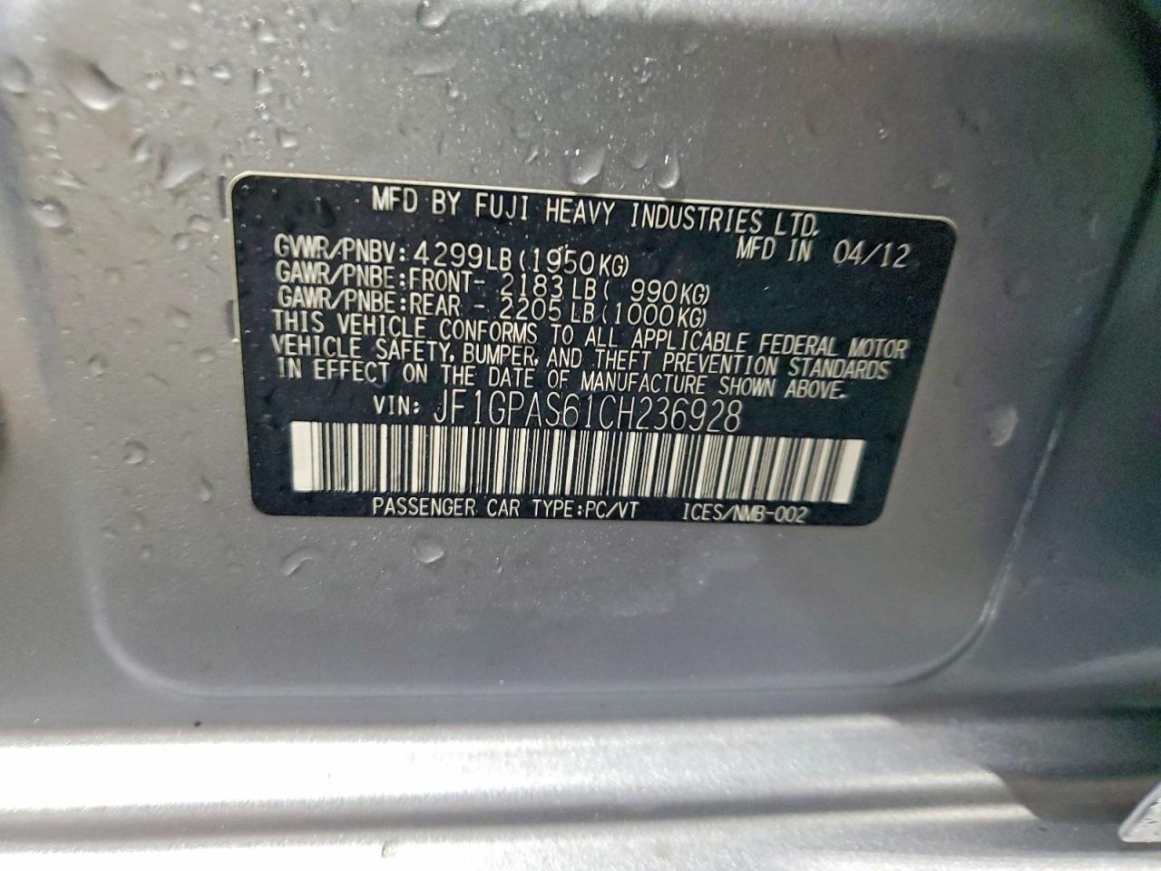 2012 Subaru Impreza Sport Limited Gray vin: JF1GPAS61CH236928