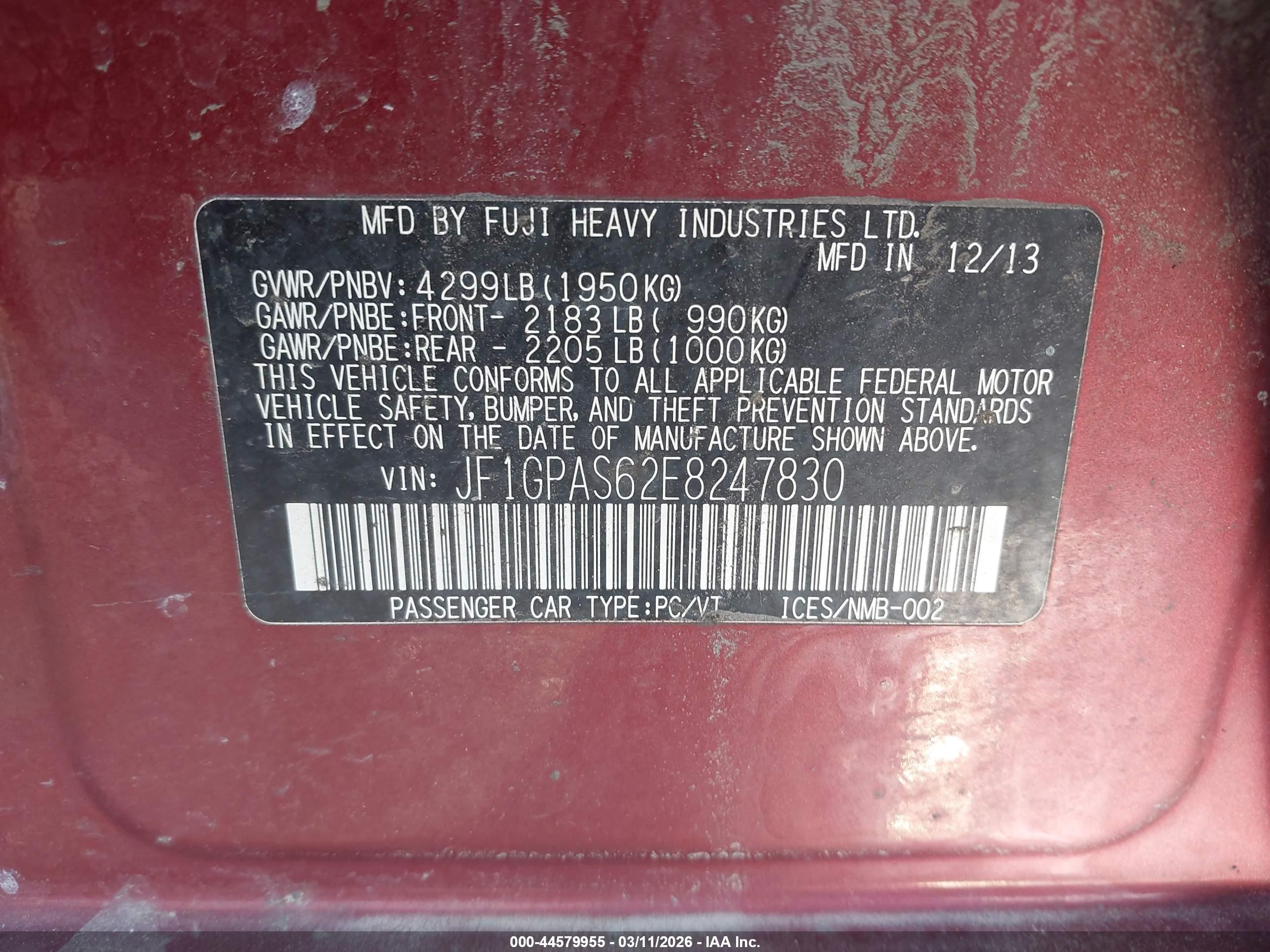 2014 Subaru Impreza 2.0i Sport Limited Красный vin: JF1GPAS62E8247830