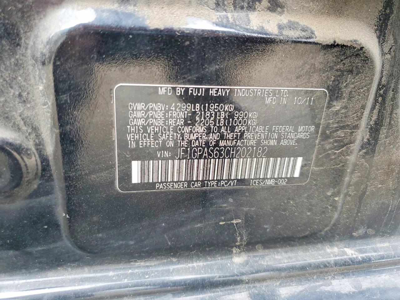 2012 Subaru Impreza Sport Limited Black vin: JF1GPAS63CH202182
