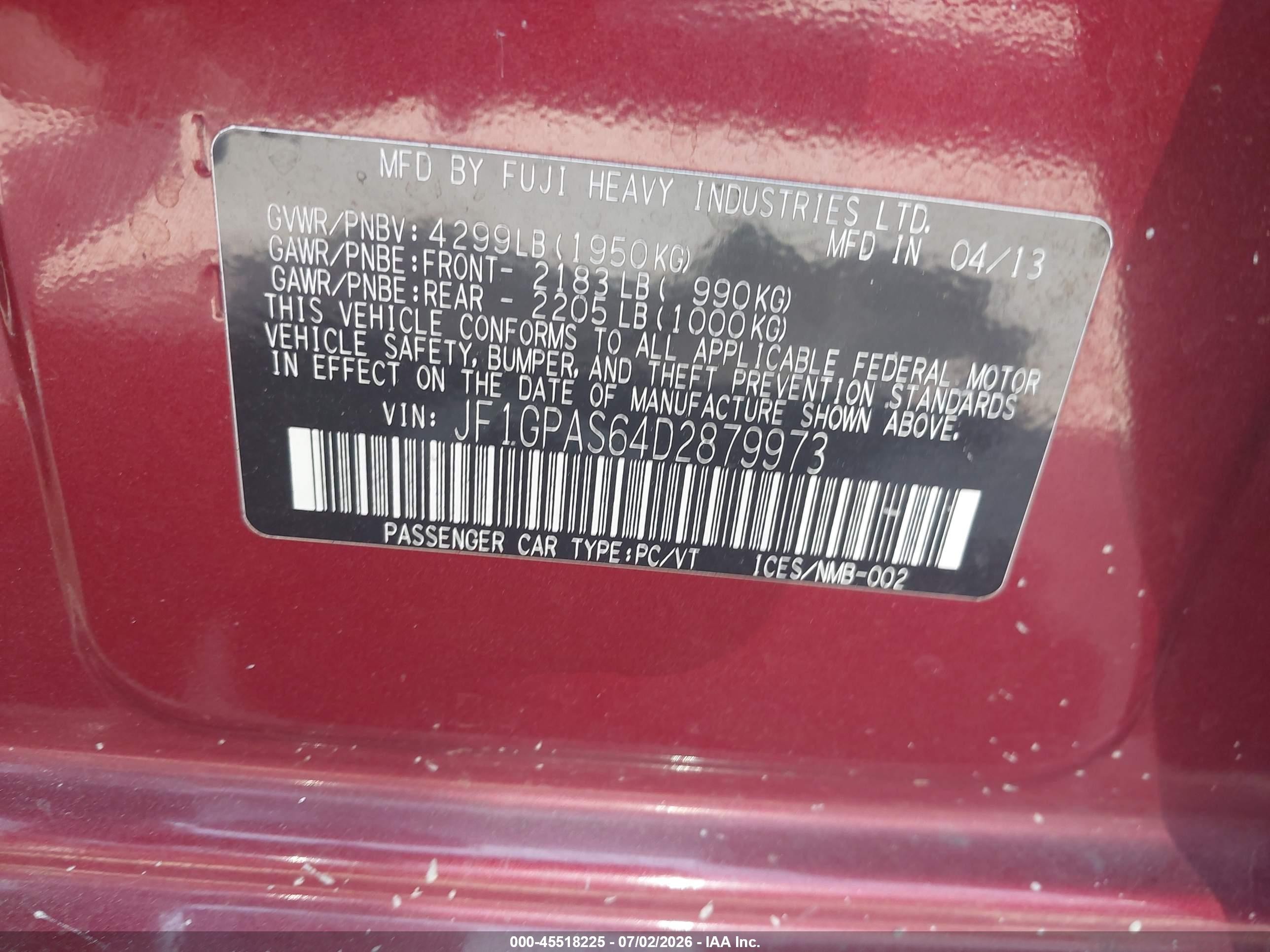 2013 Subaru Impreza 2.0i Sport Limited Red vin: JF1GPAS64D2879973