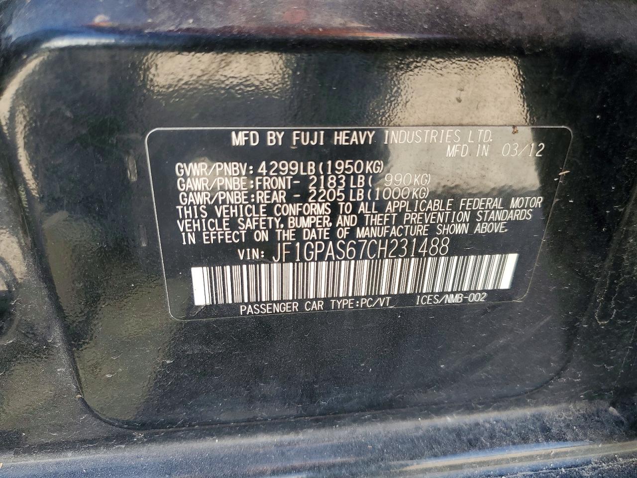 2012 Subaru Impreza Sport Limited Black vin: JF1GPAS67CH231488
