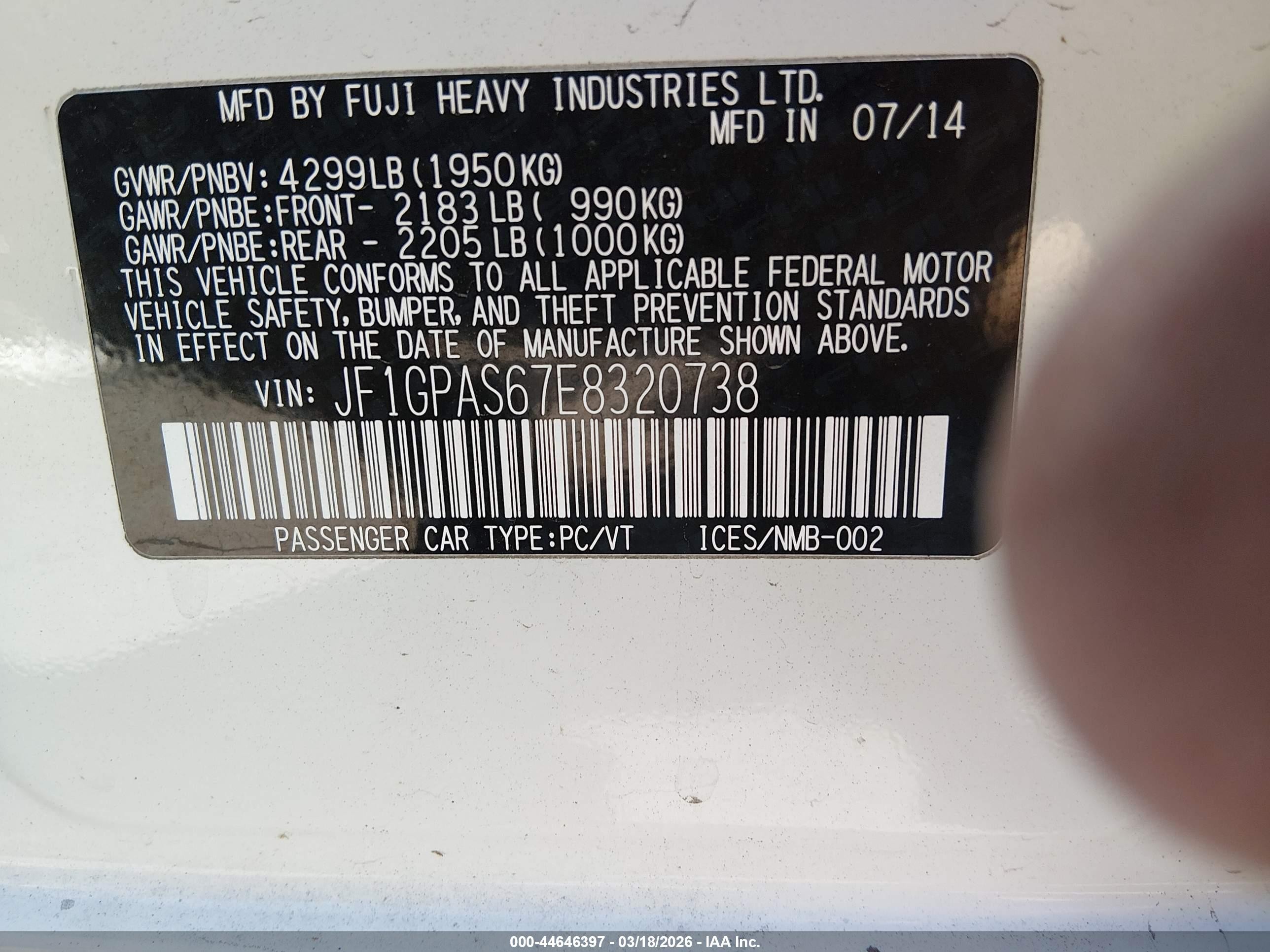 2014 Subaru Impreza 2.0i Sport Limited White vin: JF1GPAS67E8320738