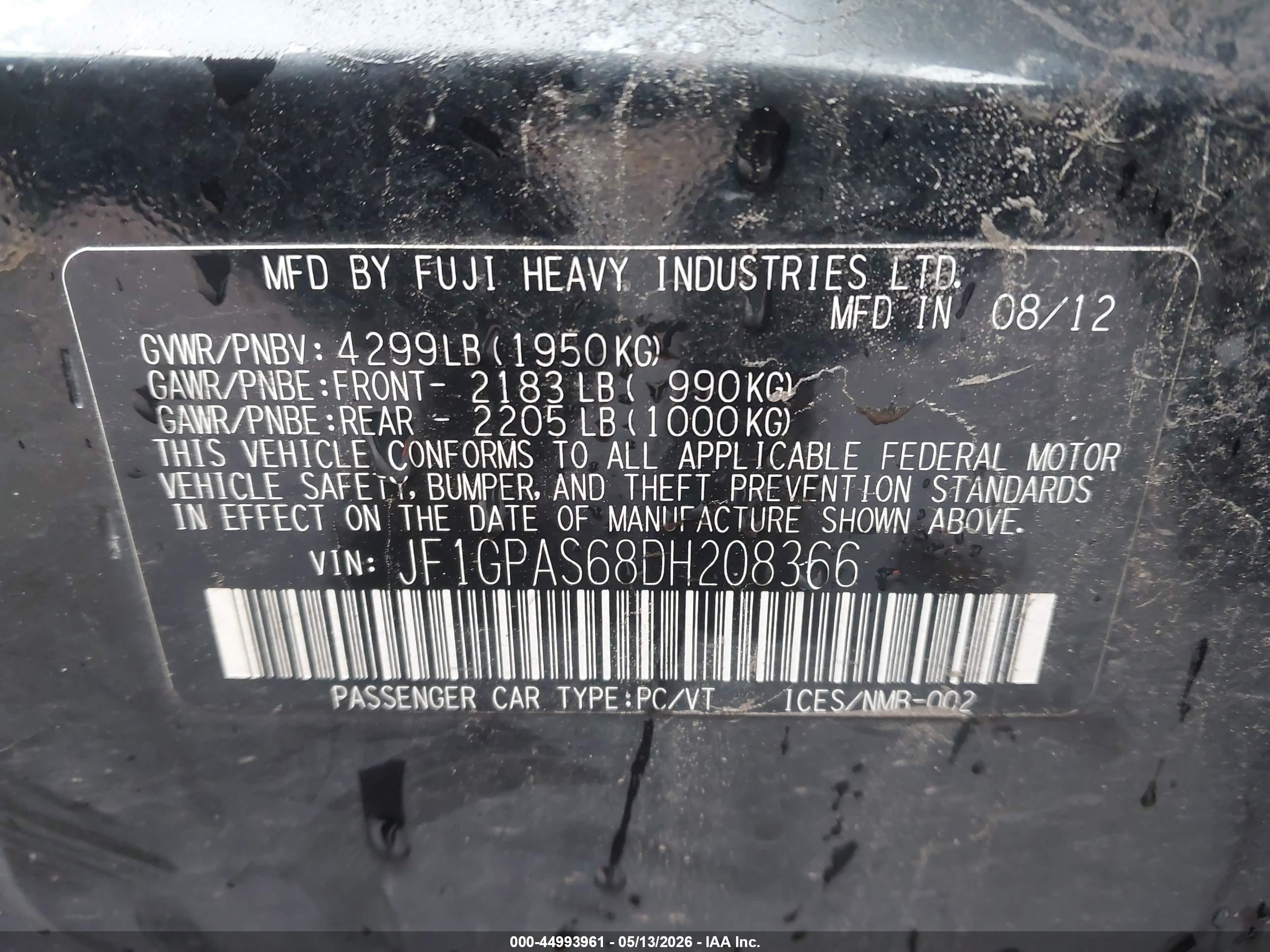 2013 Subaru Impreza 2.0i Sport Limited Black vin: JF1GPAS68DH208366