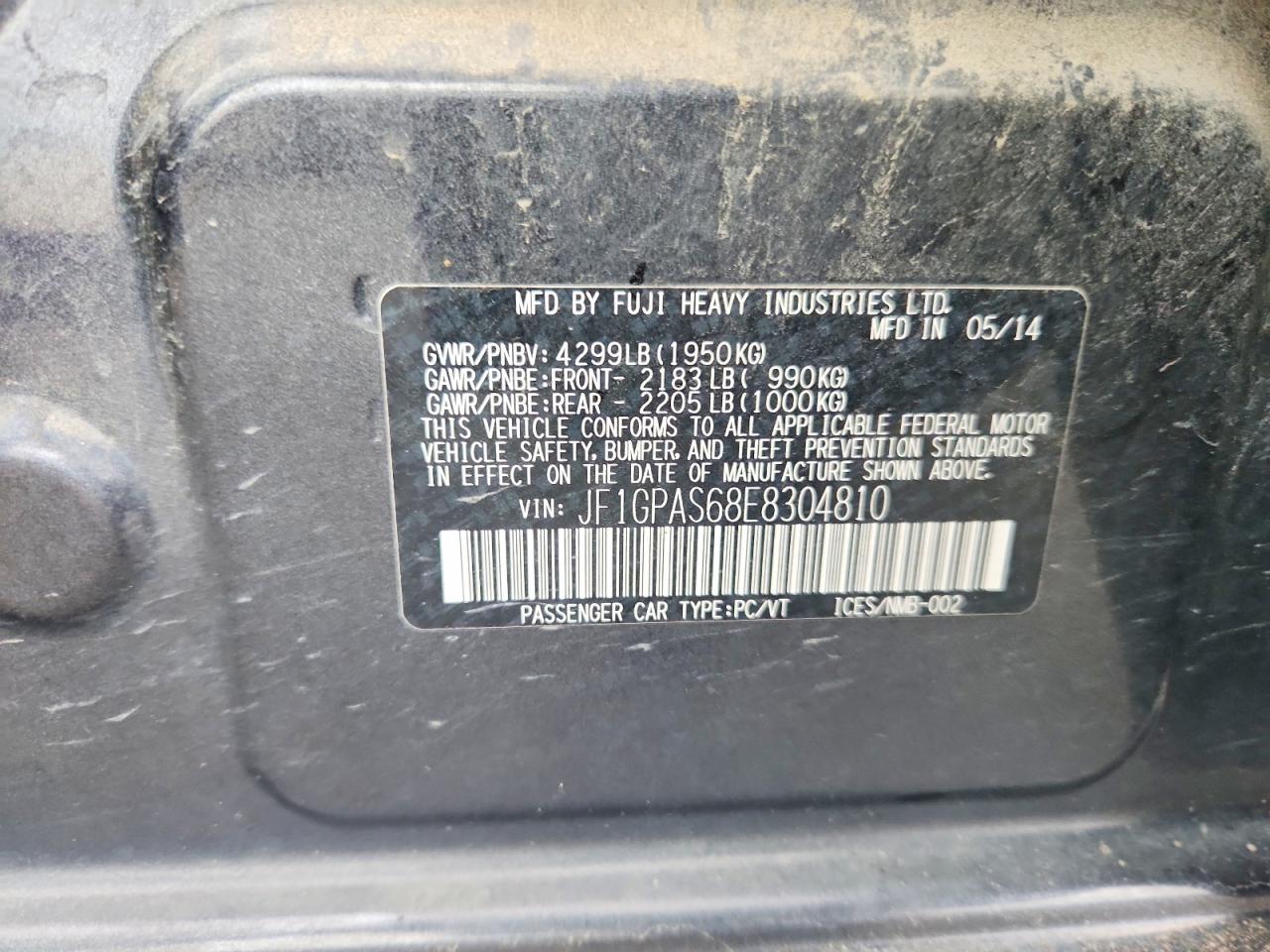 2014 Subaru Impreza Sport Limited Угольный vin: JF1GPAS68E8304810