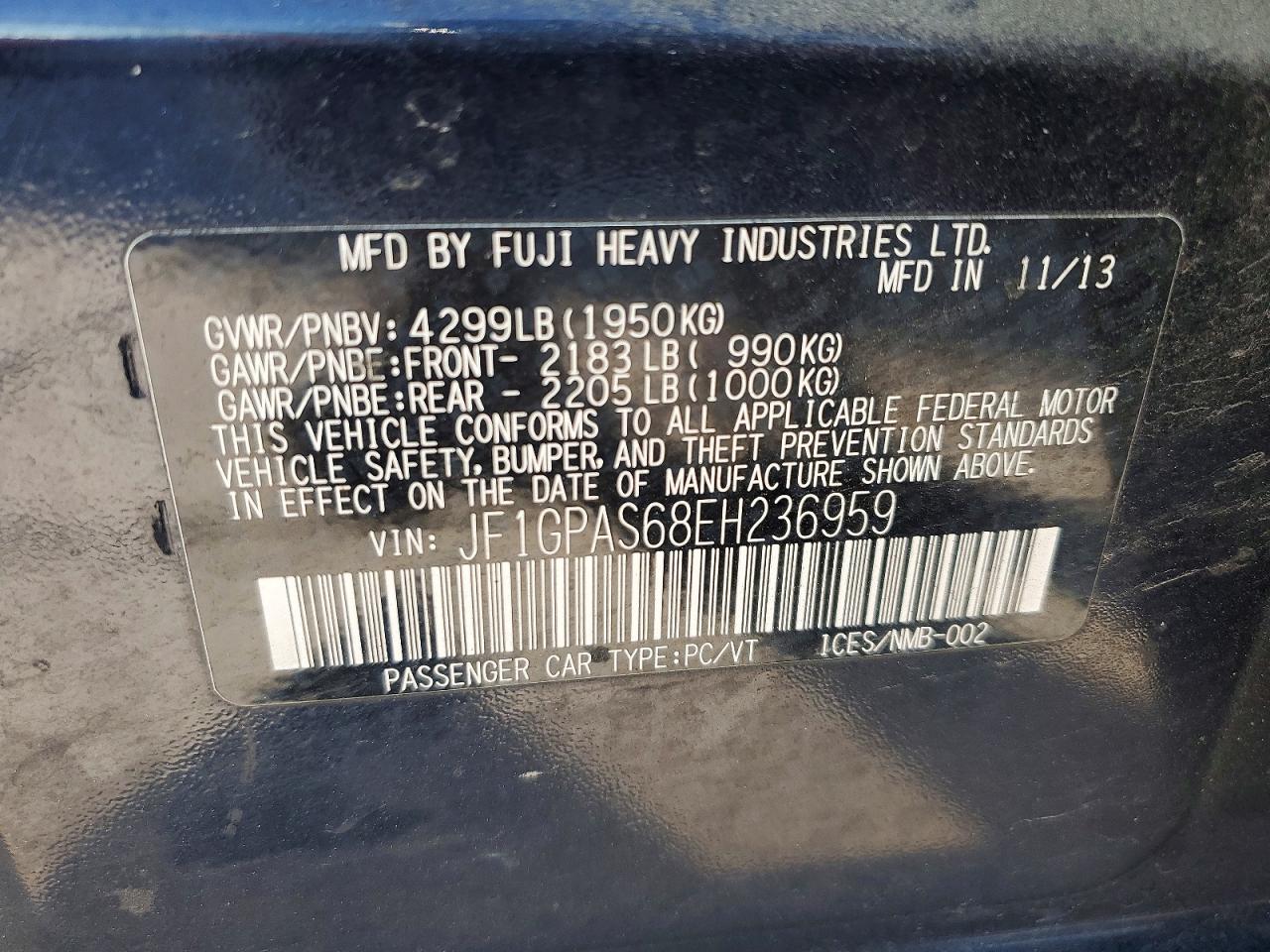 2014 Subaru Impreza Sport Limited Blue vin: JF1GPAS68EH236959