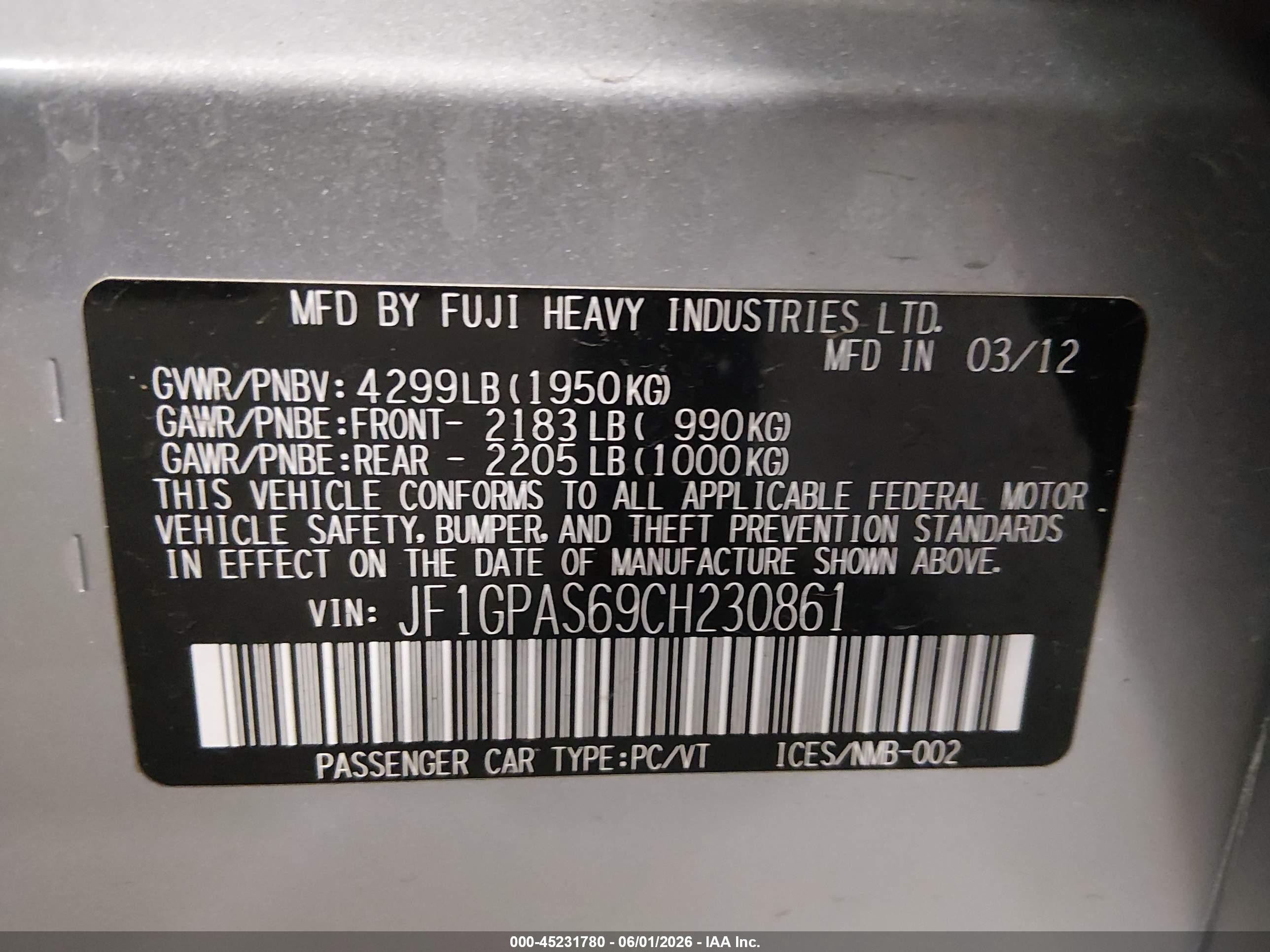 2012 Subaru Impreza 2.0i Sport Limited Серебряный vin: JF1GPAS69CH230861