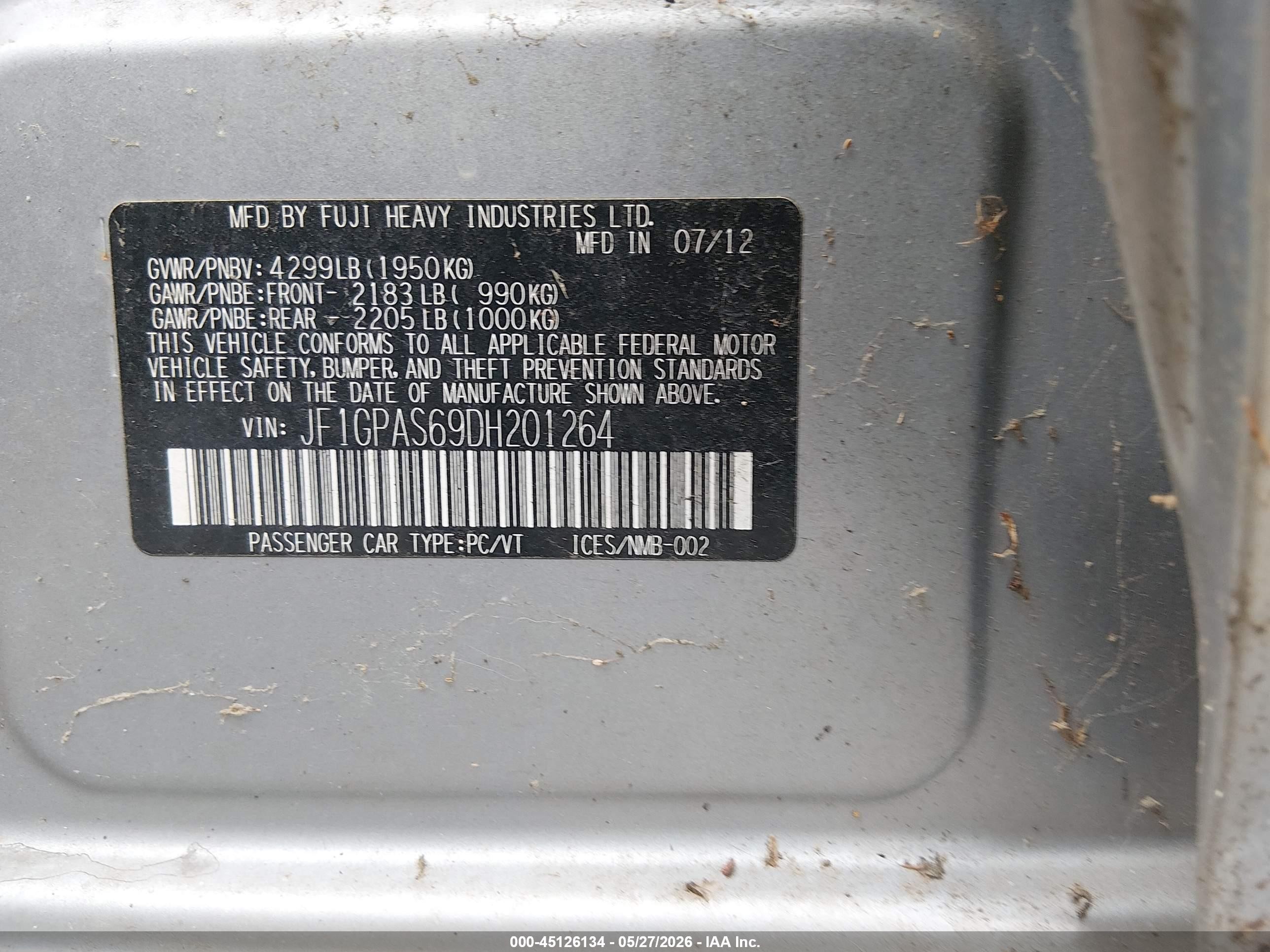 2013 Subaru Impreza 2.0i Sport Limited Gray vin: JF1GPAS69DH201264