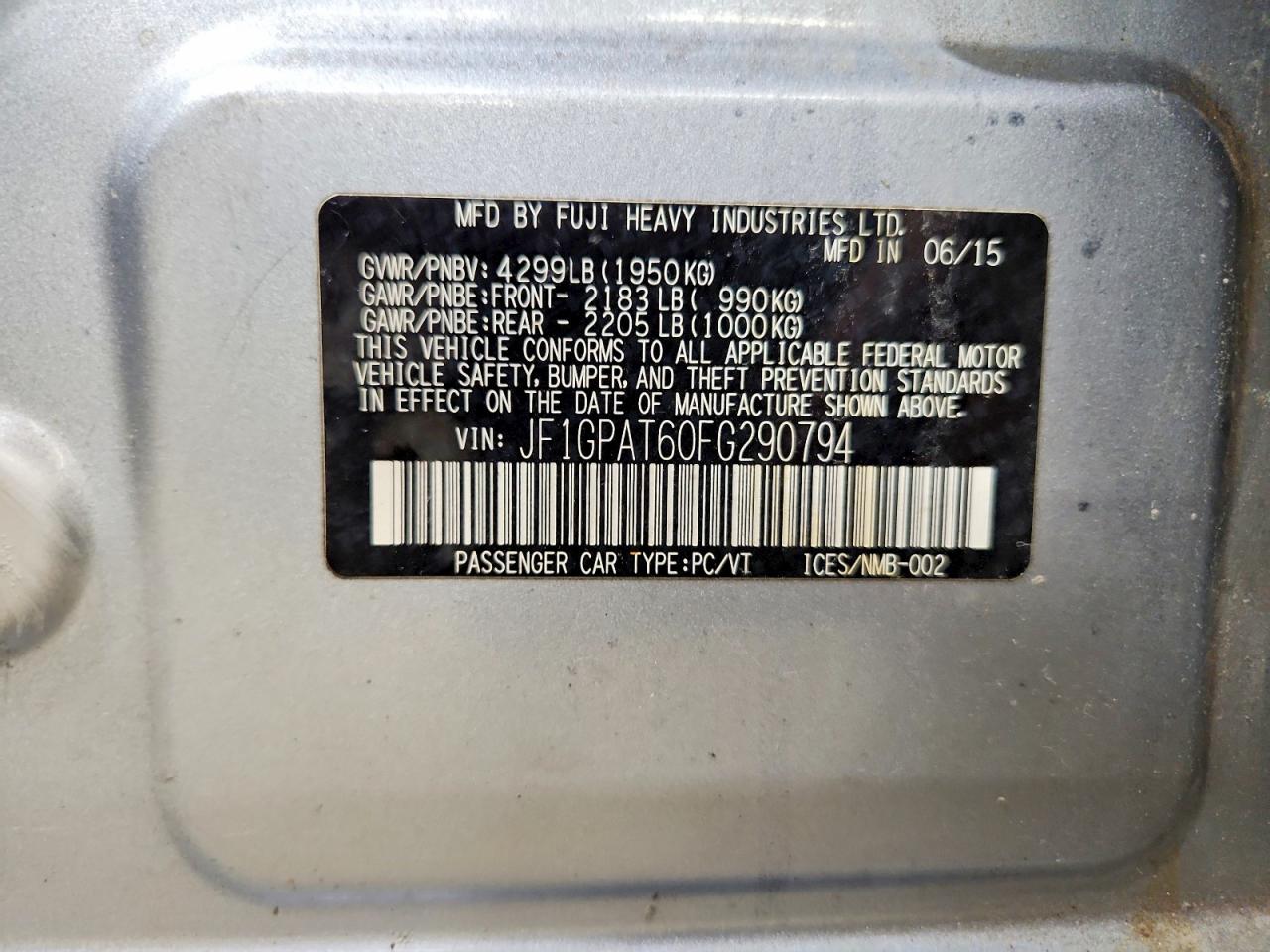 2015 Subaru Impreza Sport Silver vin: JF1GPAT60FG290794