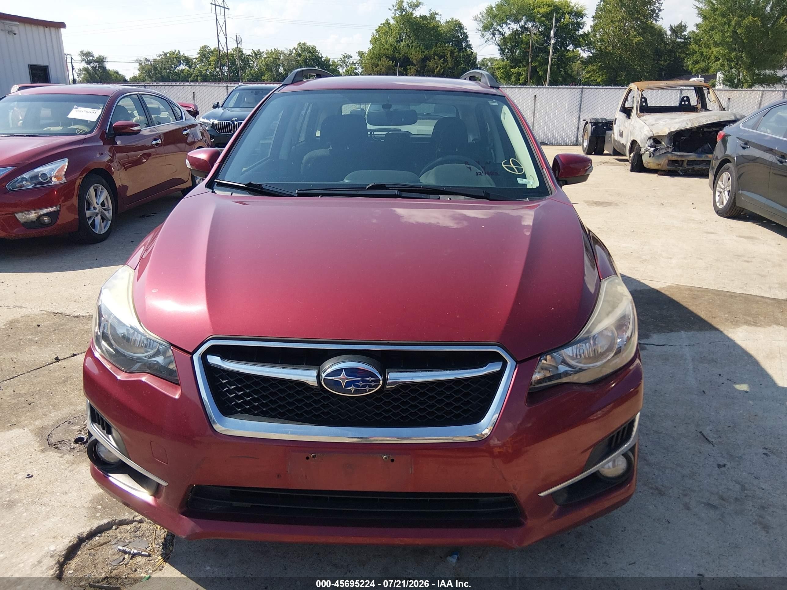 2015 Subaru Impreza 2.0i Sport Premium Burgundy vin: JF1GPAT65F8274794