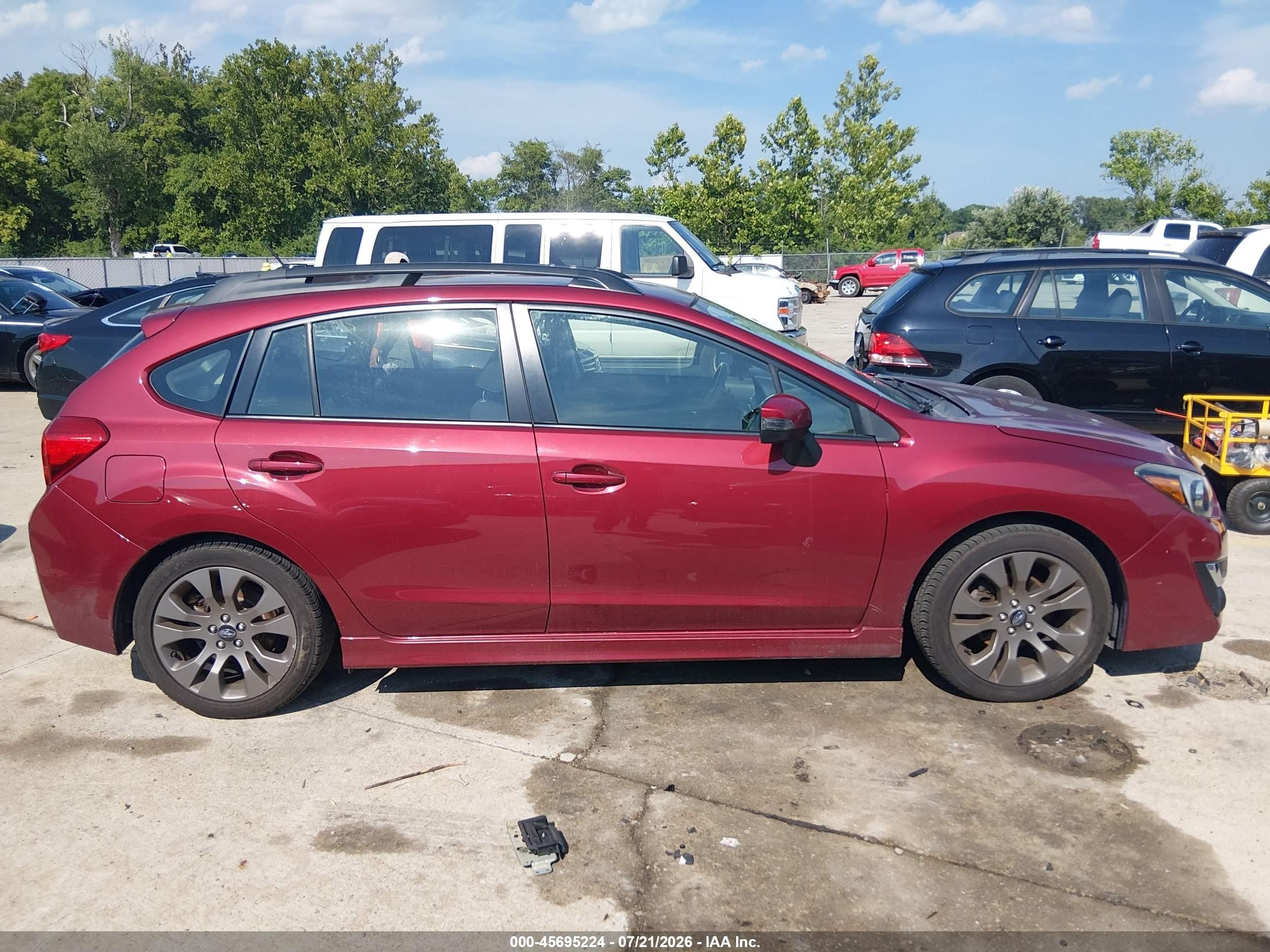 2015 Subaru Impreza 2.0i Sport Premium Burgundy vin: JF1GPAT65F8274794