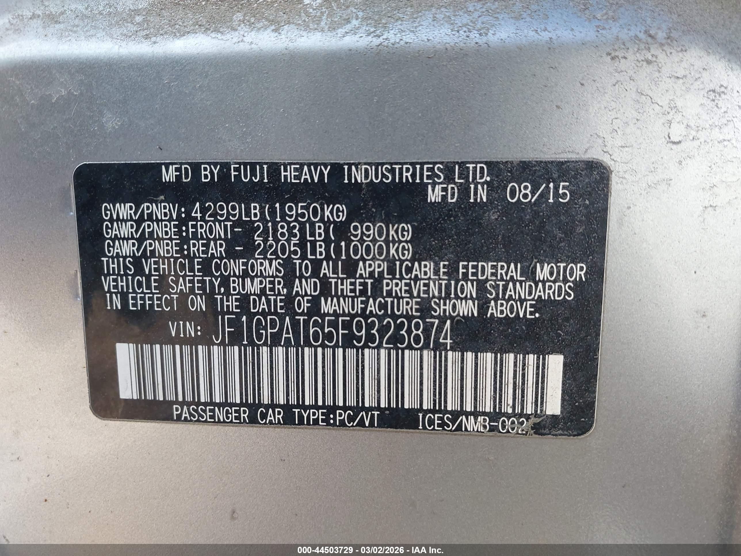 2015 Subaru Impreza 2.0i Sport Premium Silver vin: JF1GPAT65F9323874