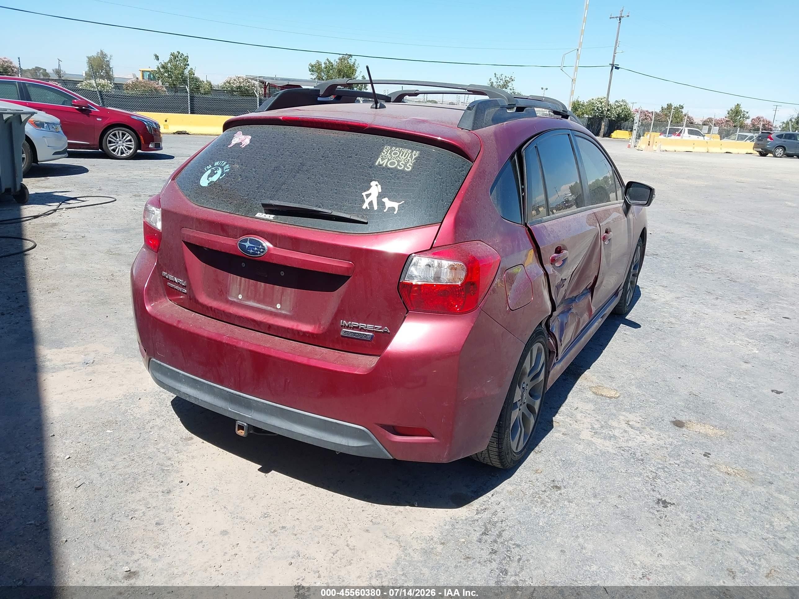 2015 Subaru Impreza 2.0i Sport Premium Burgundy vin: JF1GPAT66FH308872