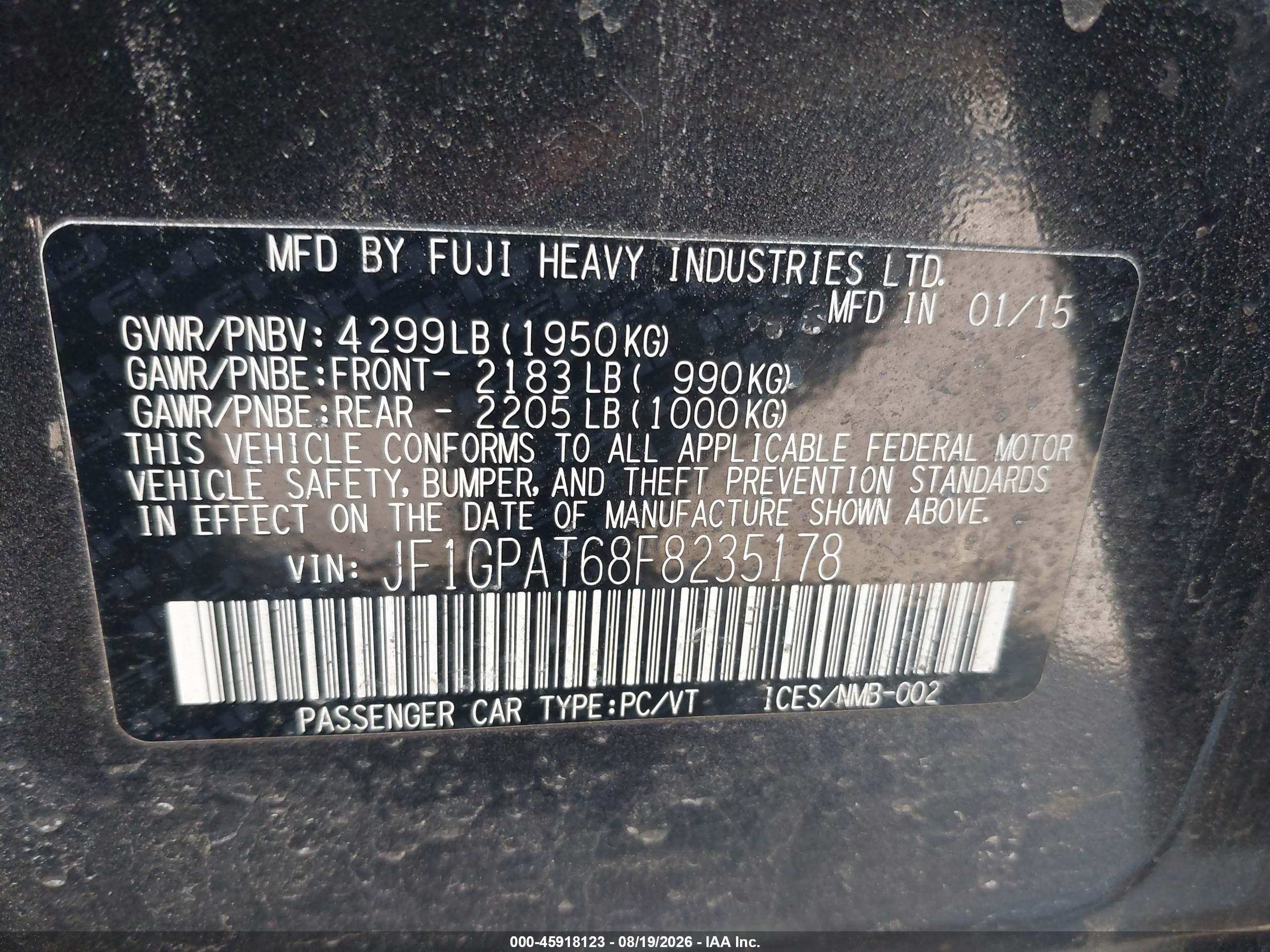 2015 Subaru Impreza 2.0i Sport Premium Gray vin: JF1GPAT68F8235178