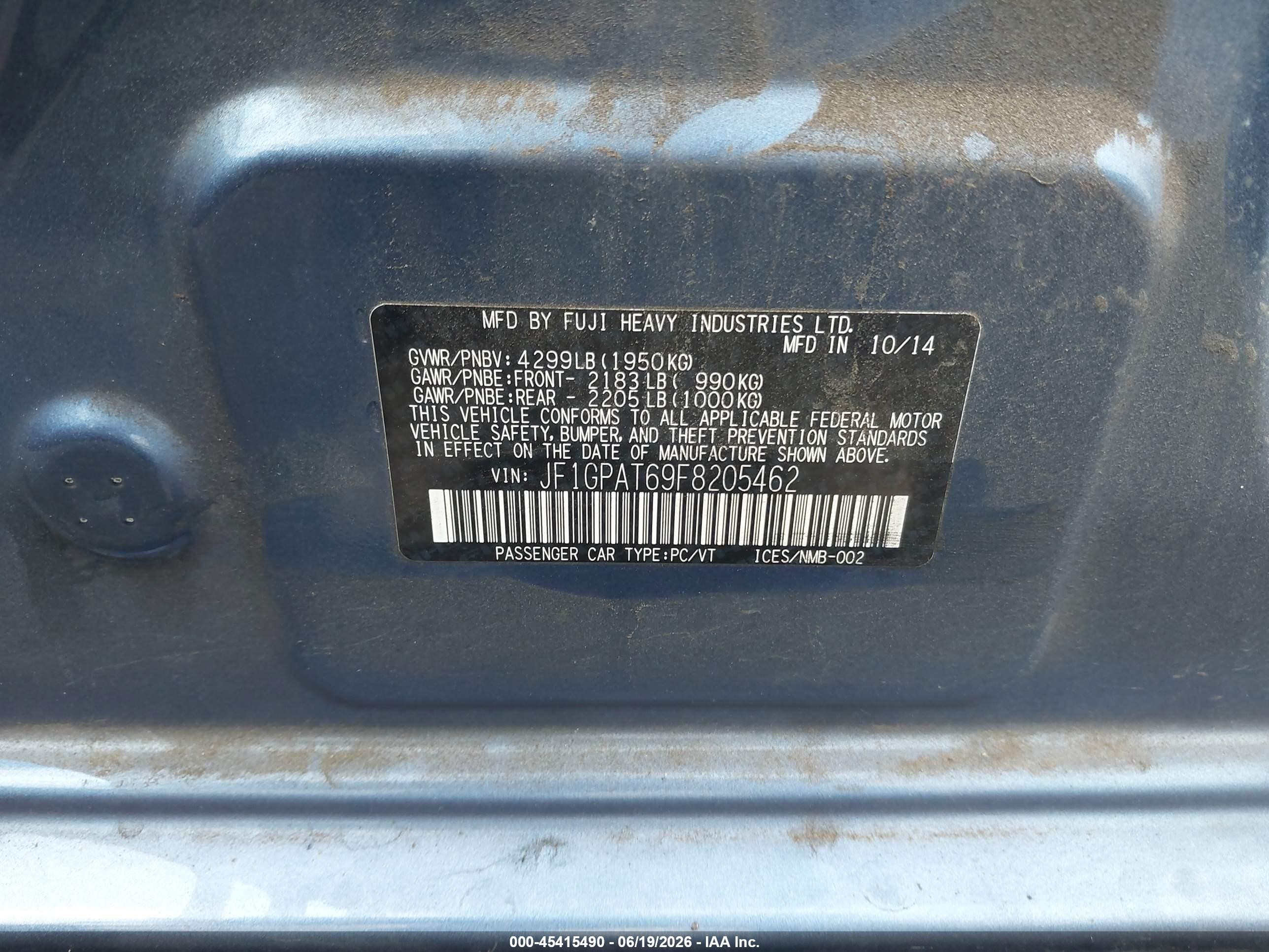 2015 Subaru Impreza 2.0i Sport Premium Синий vin: JF1GPAT69F8205462