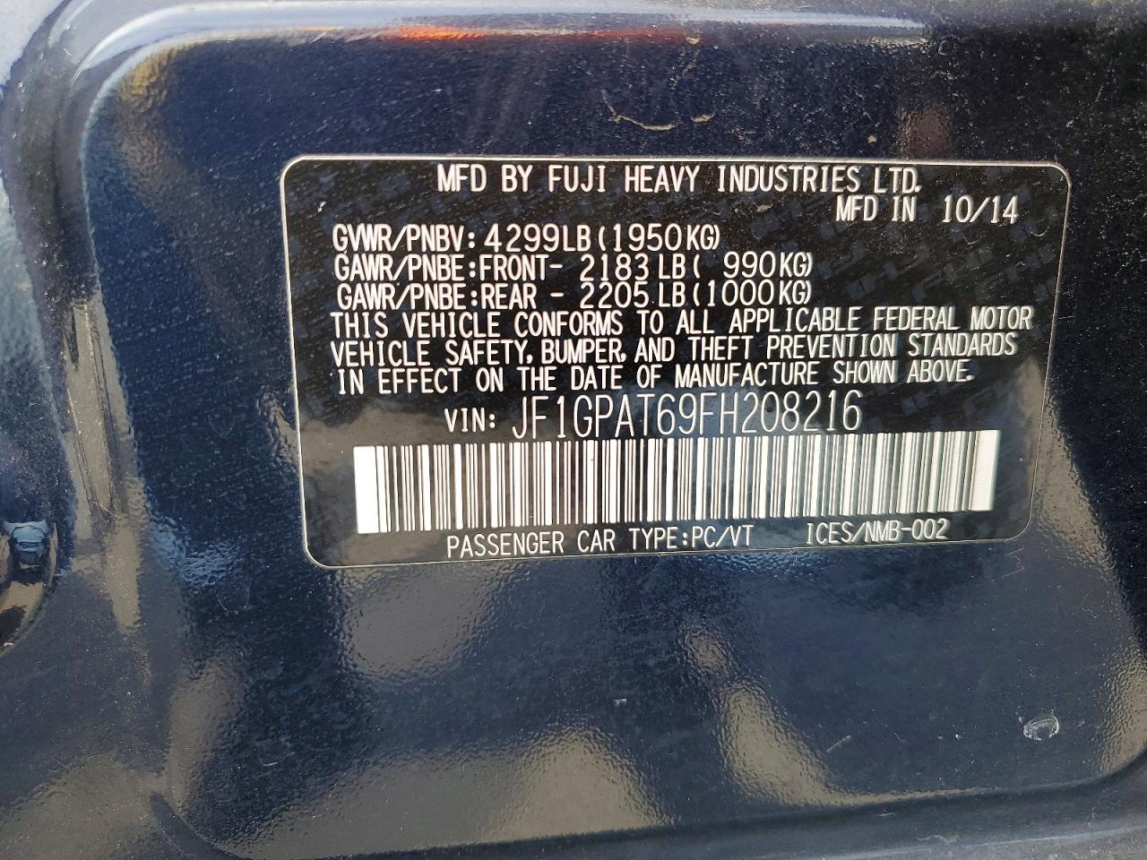 2015 Subaru Impreza Sport Синий vin: JF1GPAT69FH208216