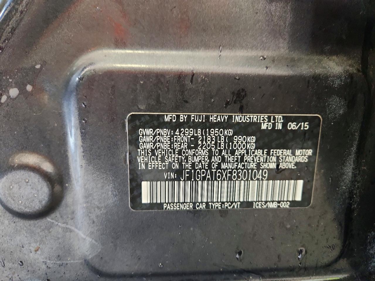 2015 Subaru Impreza Sport Charcoal vin: JF1GPAT6XF8301049