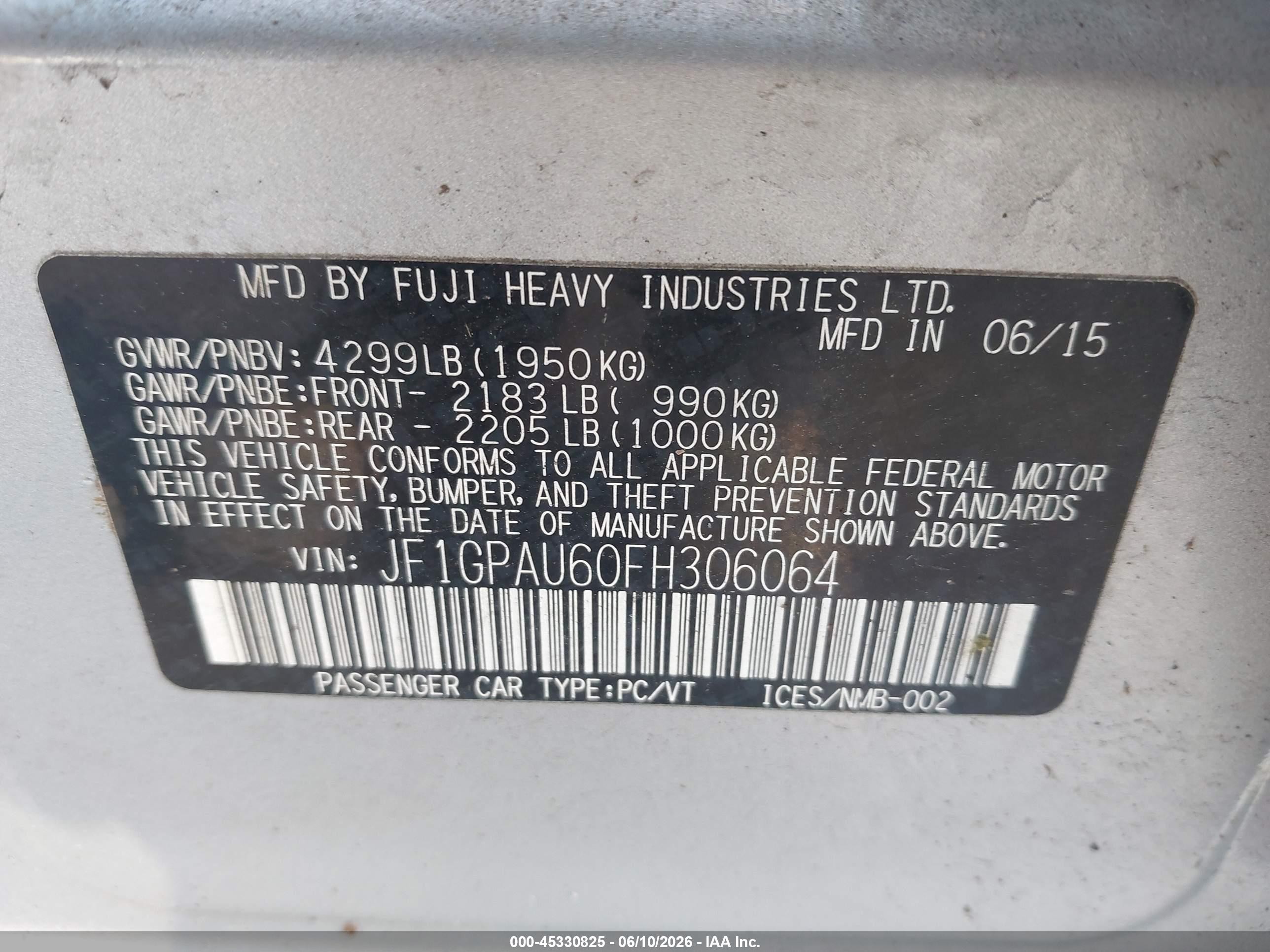 2015 Subaru Impreza 2.0i Sport Premium Silver vin: JF1GPAU60FH306064