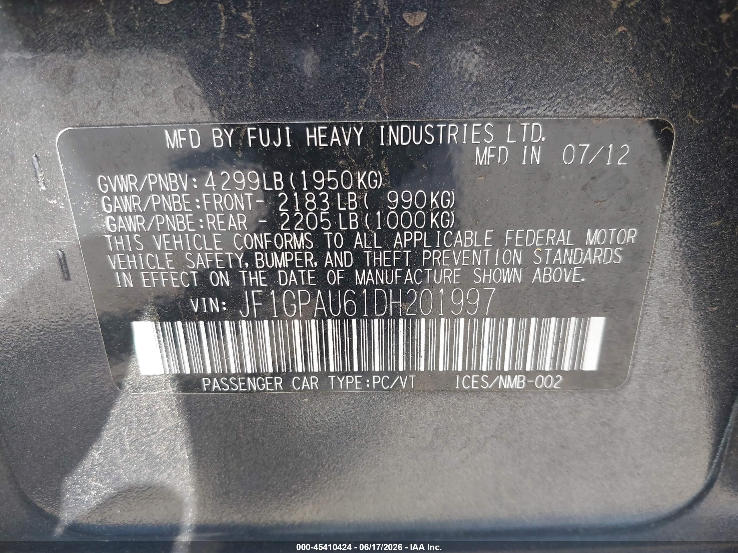 2013 Subaru Impreza 2.0i Sport Limited Gray vin: JF1GPAU61DH201997