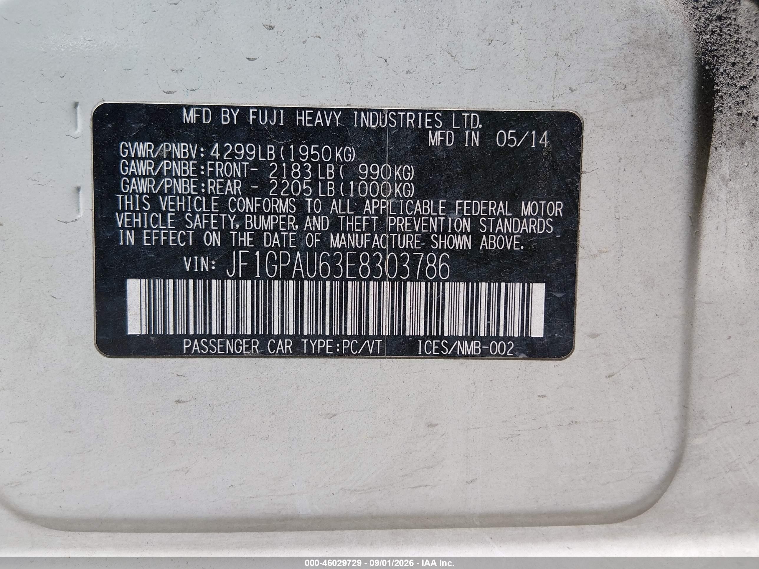 2014 Subaru Impreza 2.0i Sport Limited White vin: JF1GPAU63E8303786