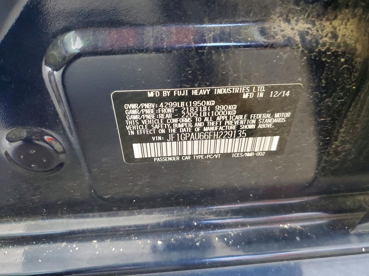 2015 Subaru Impreza Sport Синий vin: JF1GPAU66FH229135