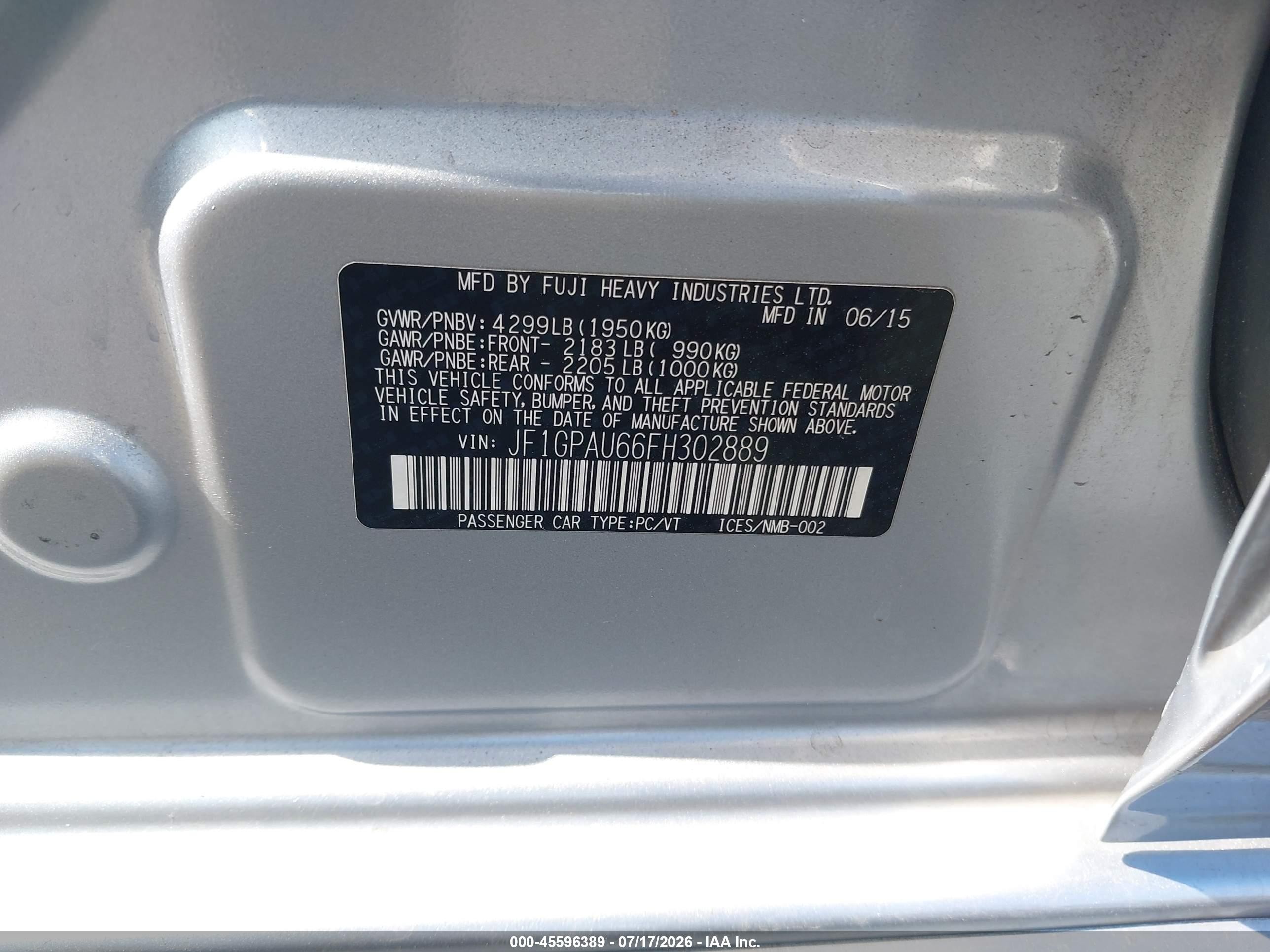 2015 Subaru Impreza 2.0i Sport Premium Серебряный vin: JF1GPAU66FH302889