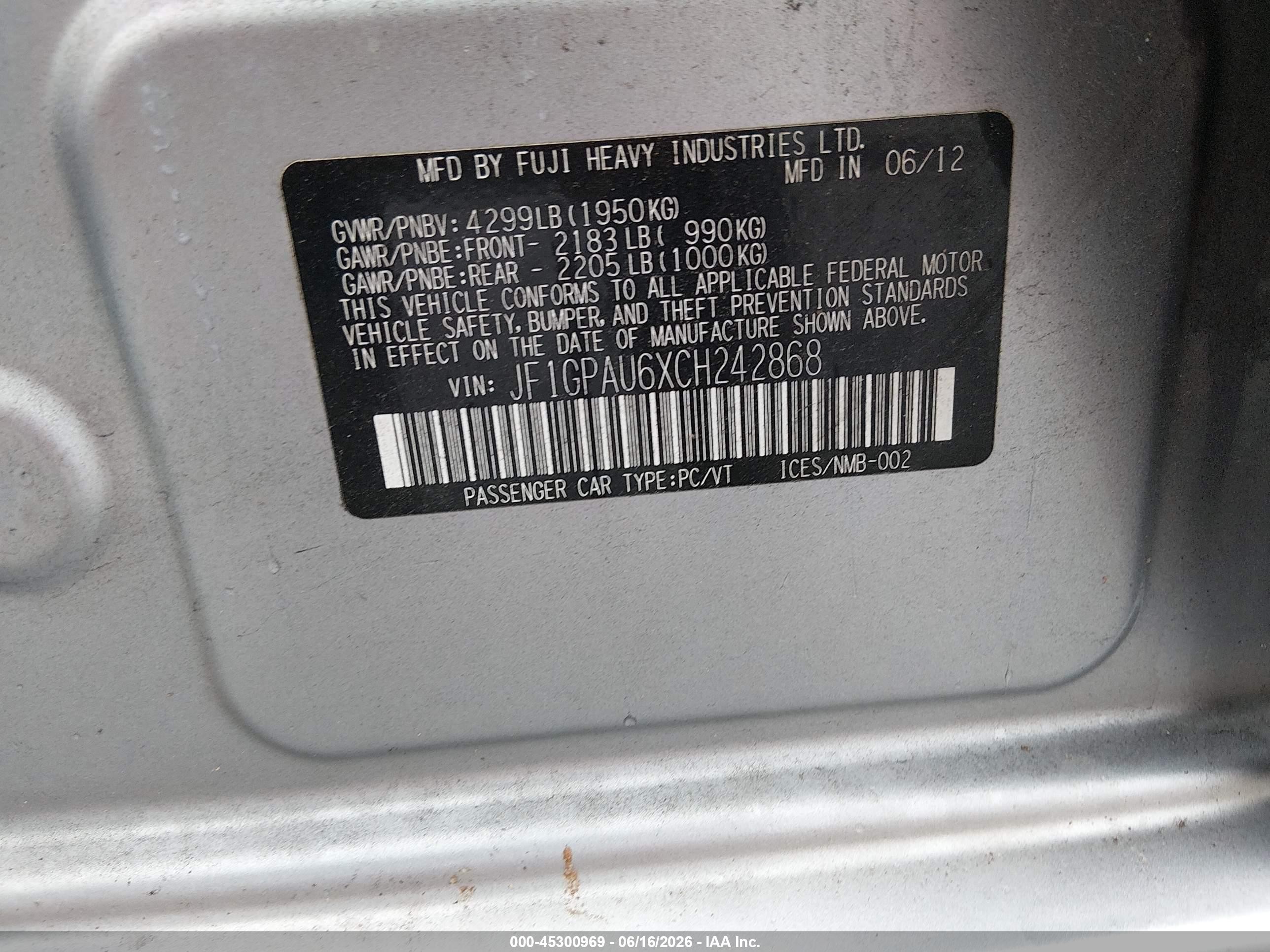 2012 Subaru Impreza 2.0i Sport Limited Silver vin: JF1GPAU6XCH242868