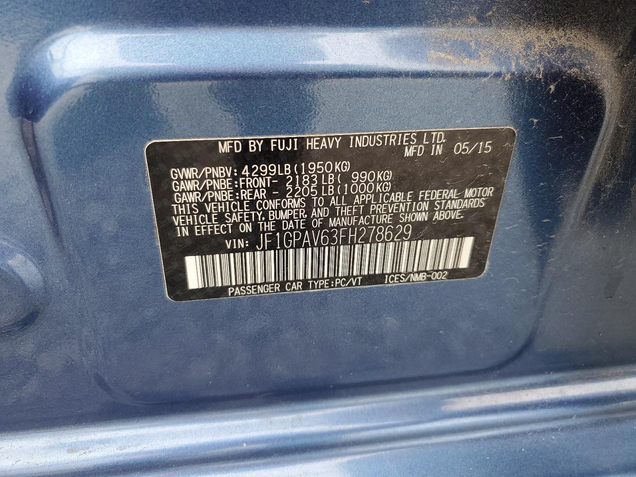 2015 Subaru Impreza Sport Limited Синий vin: JF1GPAV63FH278629