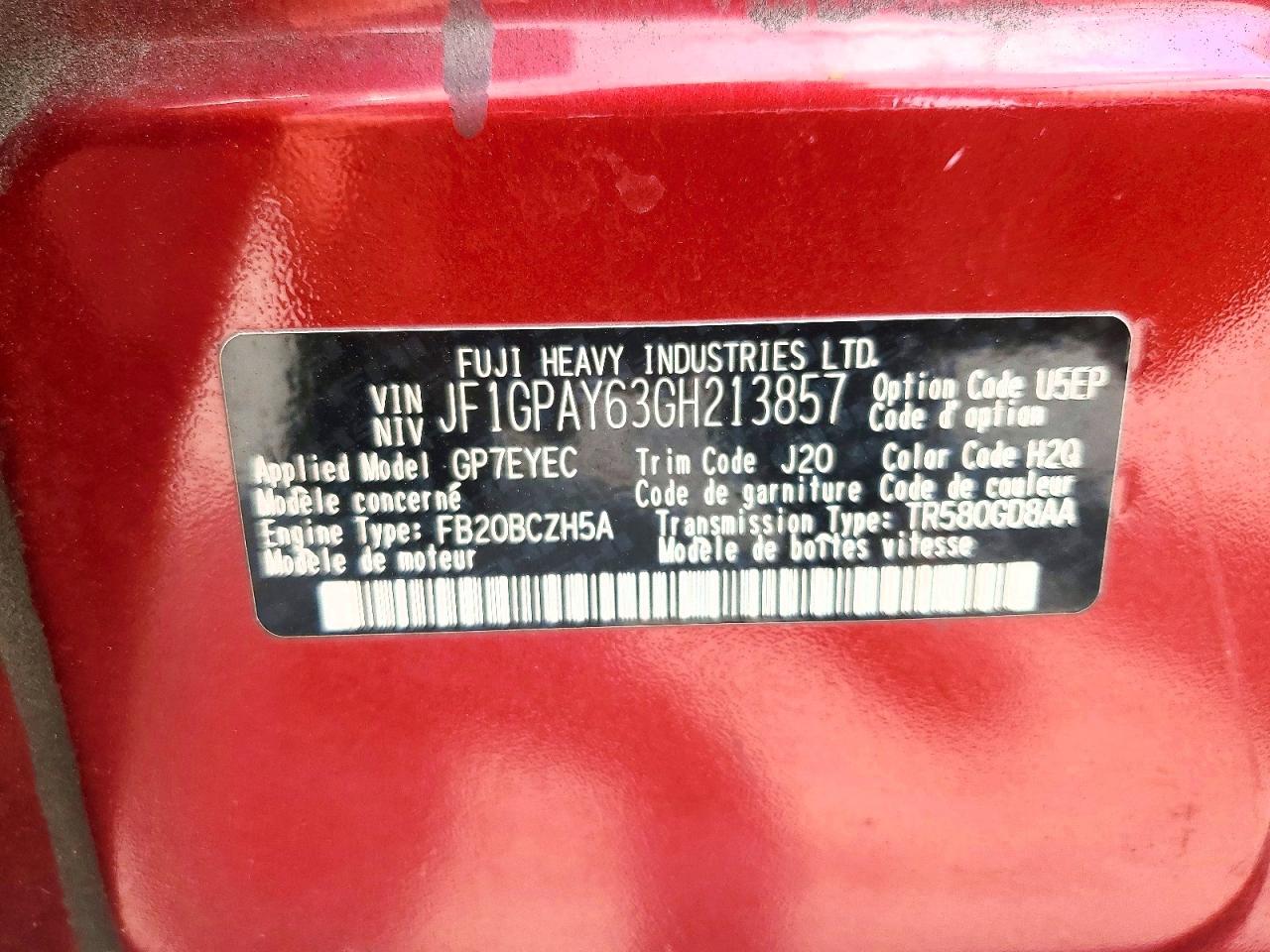 2016 Subaru Impreza Sport Limited Red vin: JF1GPAY63GH213857
