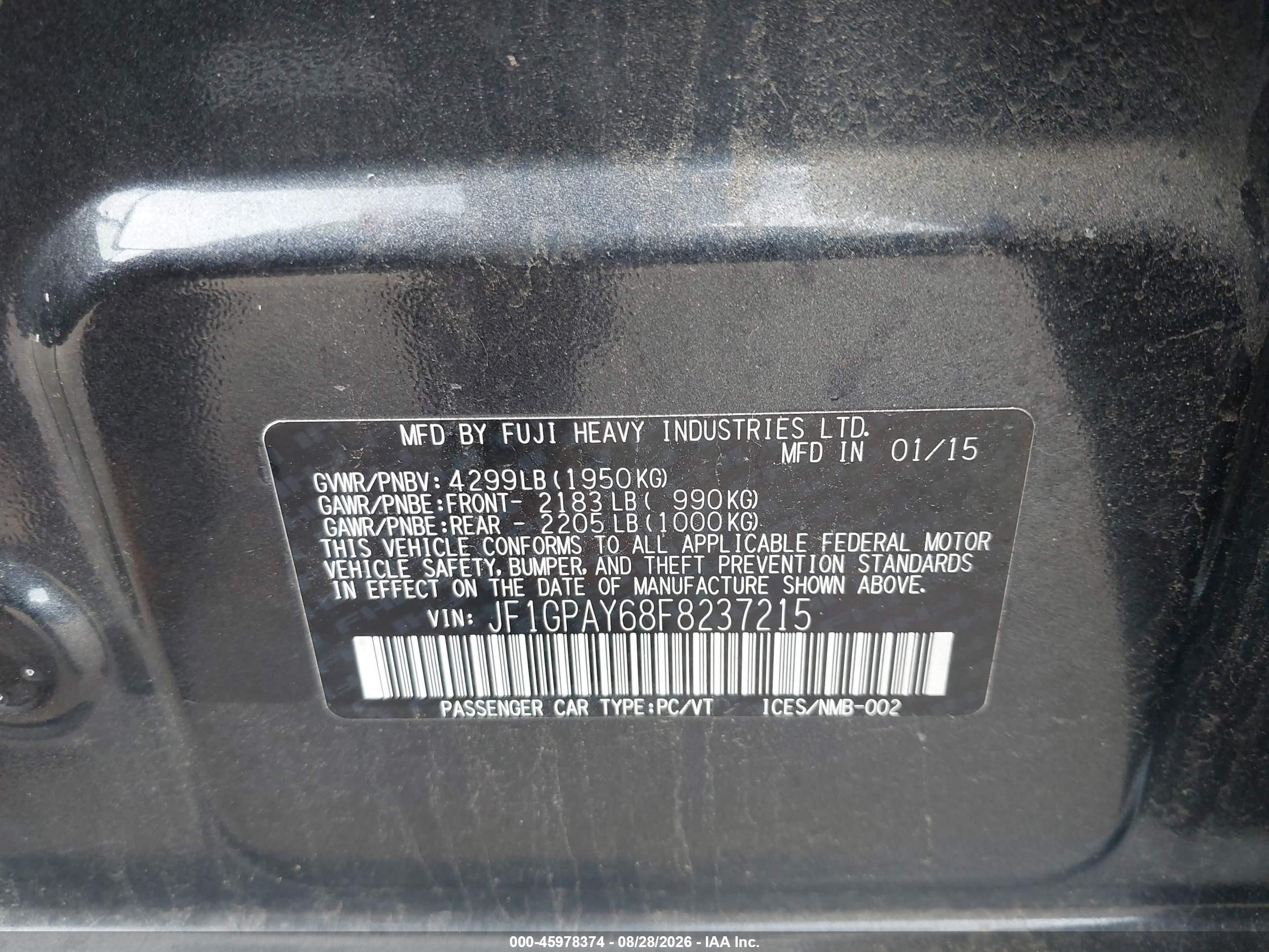 2015 Subaru Impreza 2.0i Sport Premium Gray vin: JF1GPAY68F8237215