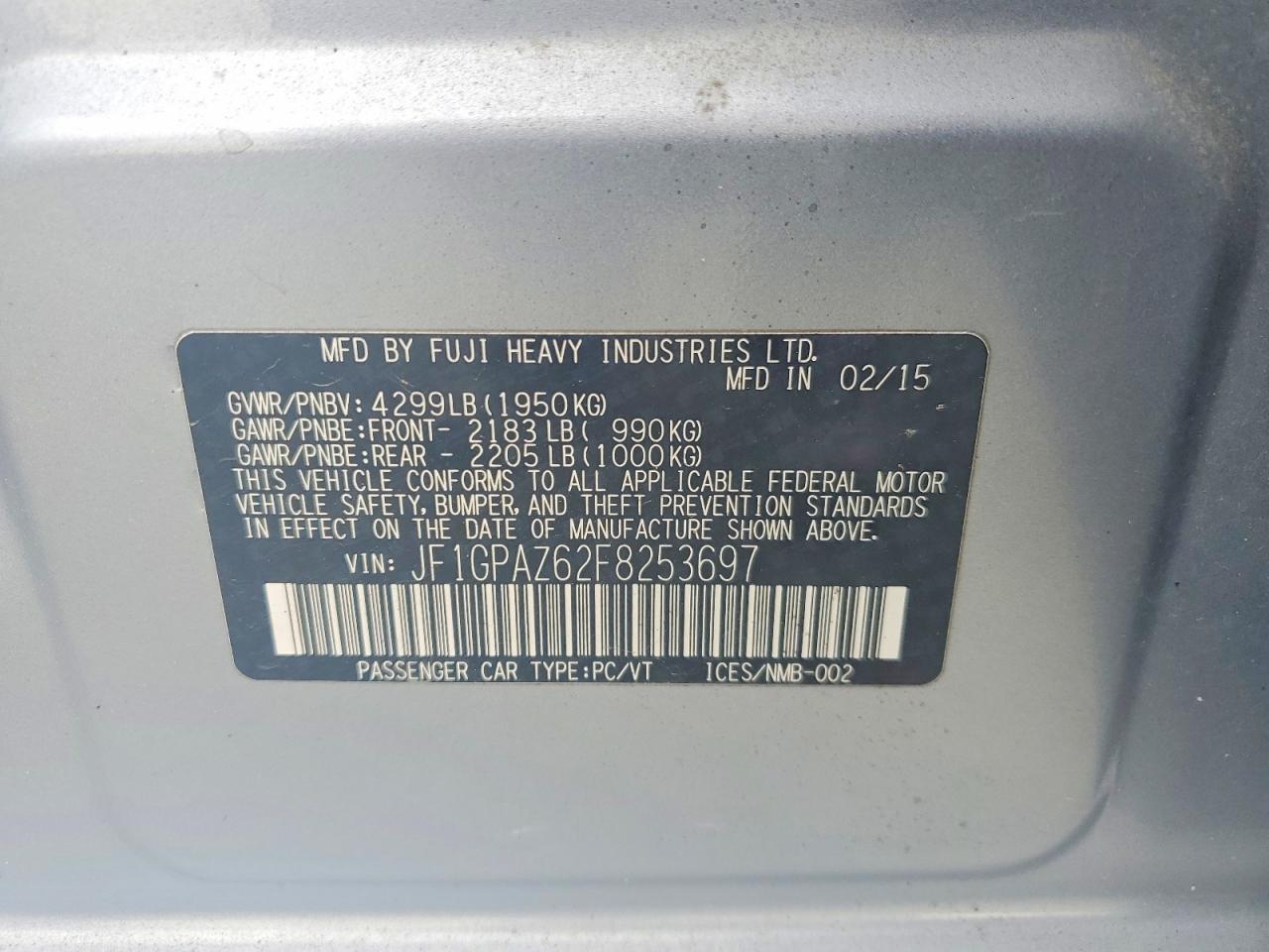 2015 Subaru Impreza Sport Limited Silver vin: JF1GPAZ62F8253697