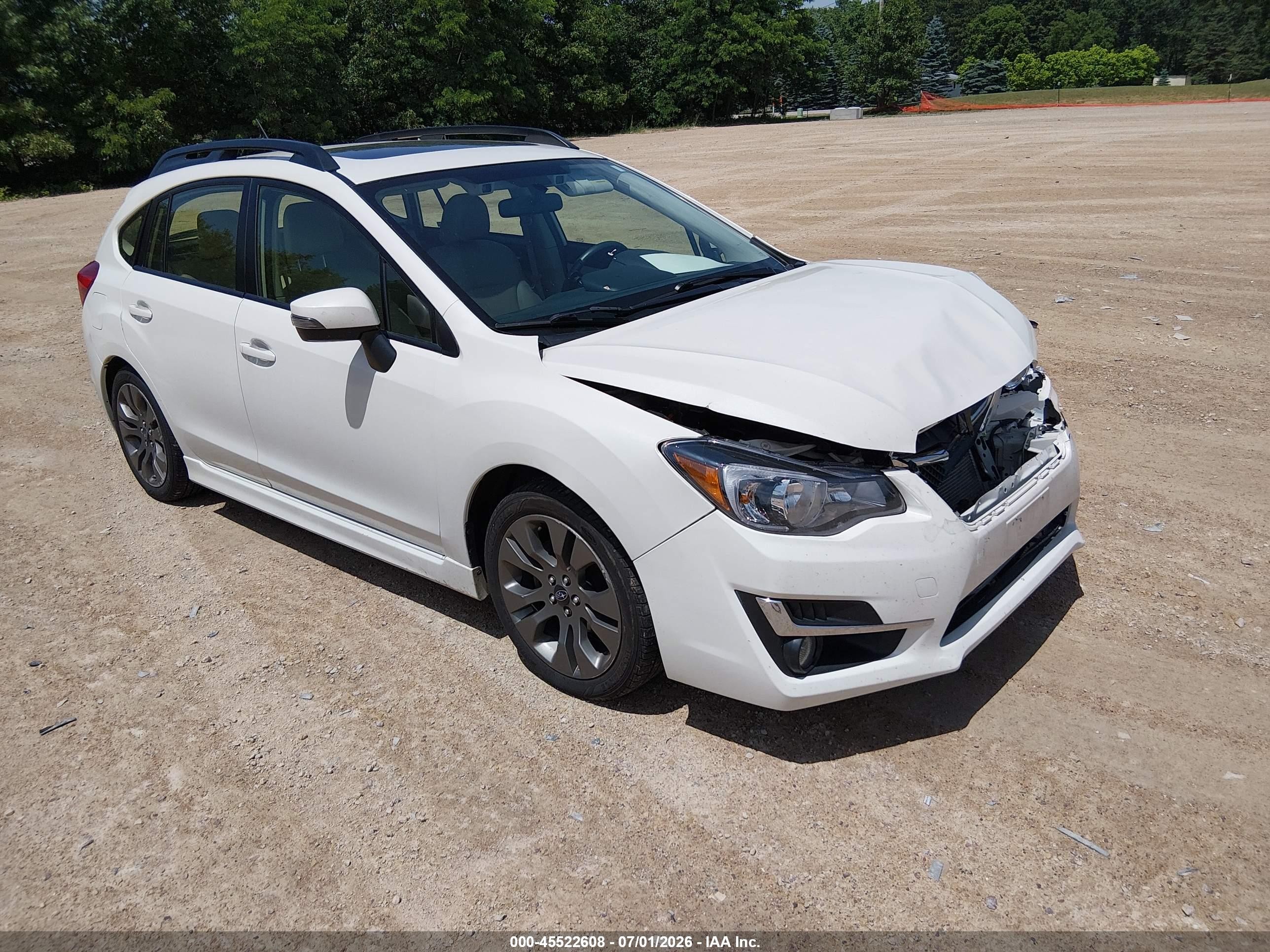 2015 Subaru Impreza 2.0i Sport Limited White vin: JF1GPAZ66F8204910