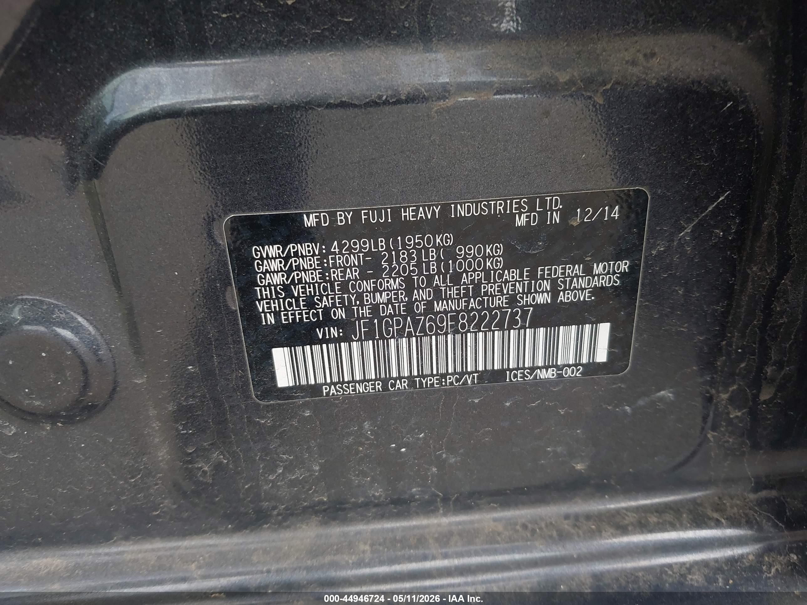 2015 Subaru Impreza 2.0i Sport Limited Gray vin: JF1GPAZ69F8222737