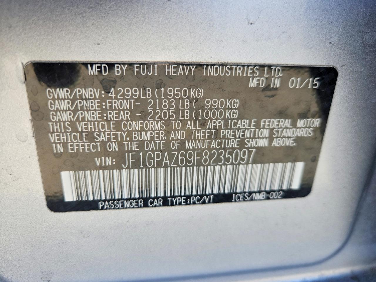 2015 Subaru Impreza Sport Limited Gray vin: JF1GPAZ69F8235097