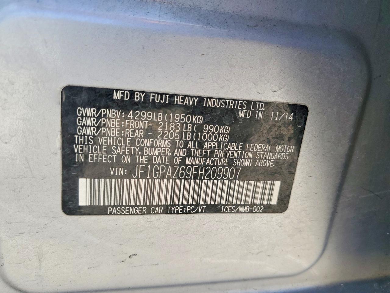 2015 Subaru Impreza Sport Limited Серебряный vin: JF1GPAZ69FH209907