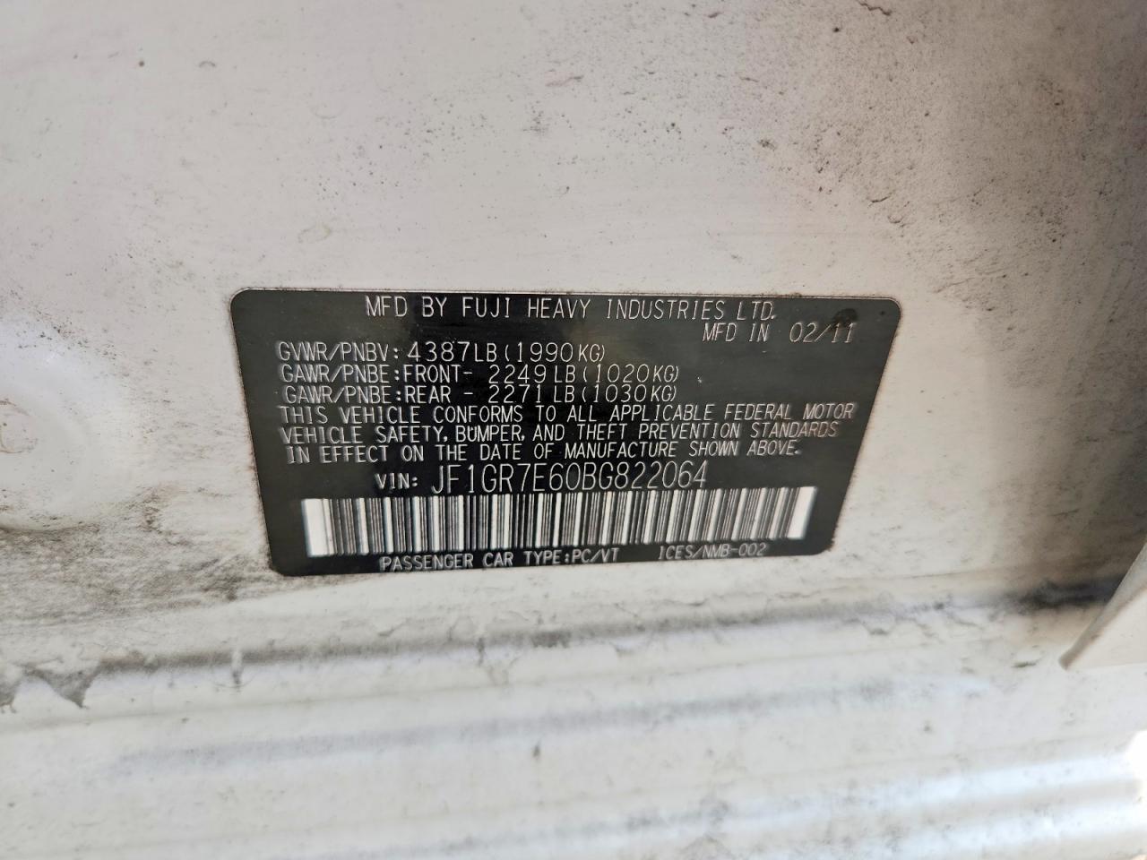 2011 Subaru Impreza Wrx Silver vin: JF1GR7E60BG822064