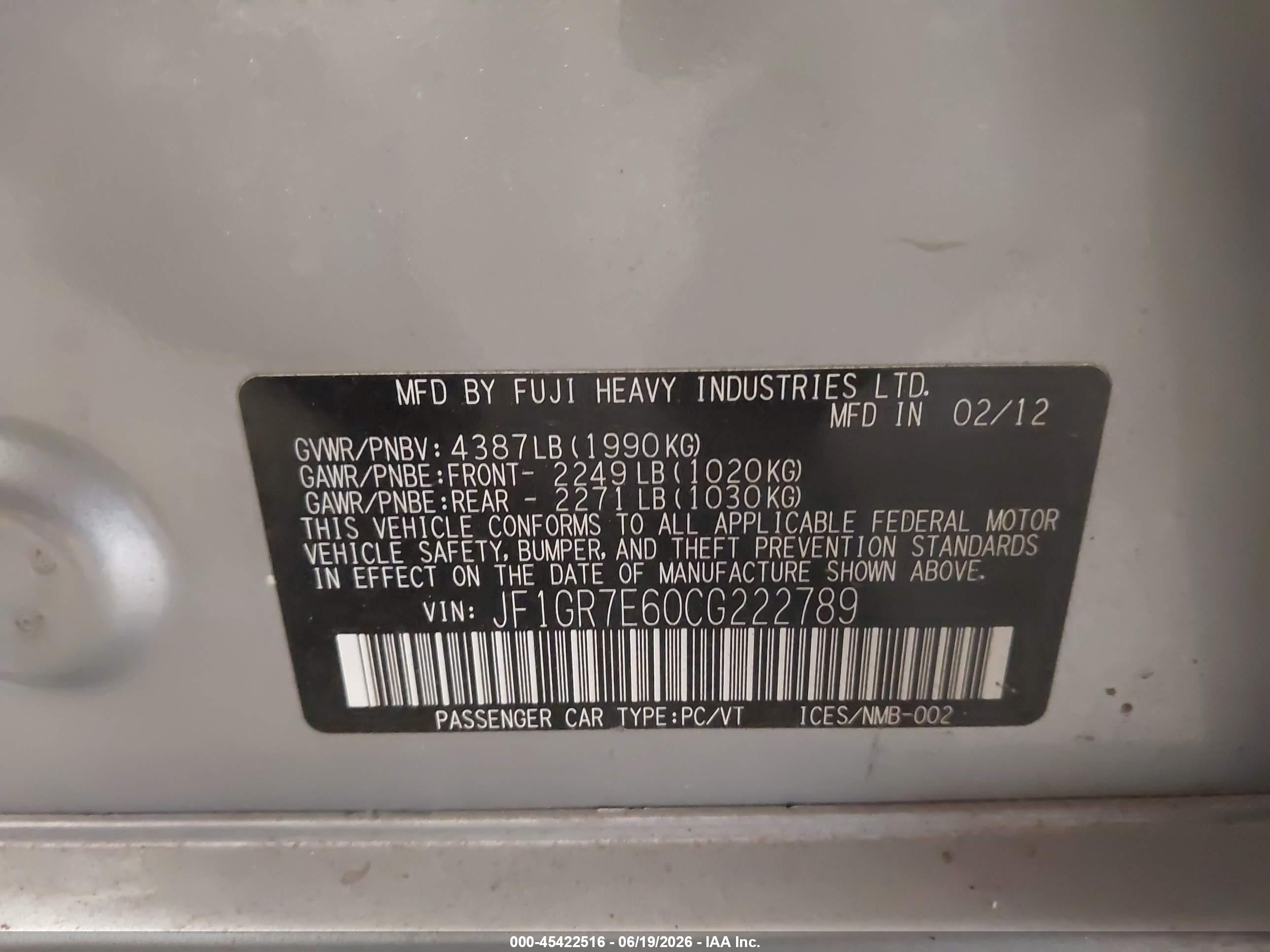 2012 Subaru Impreza Wrx Limited Silver vin: JF1GR7E60CG222789