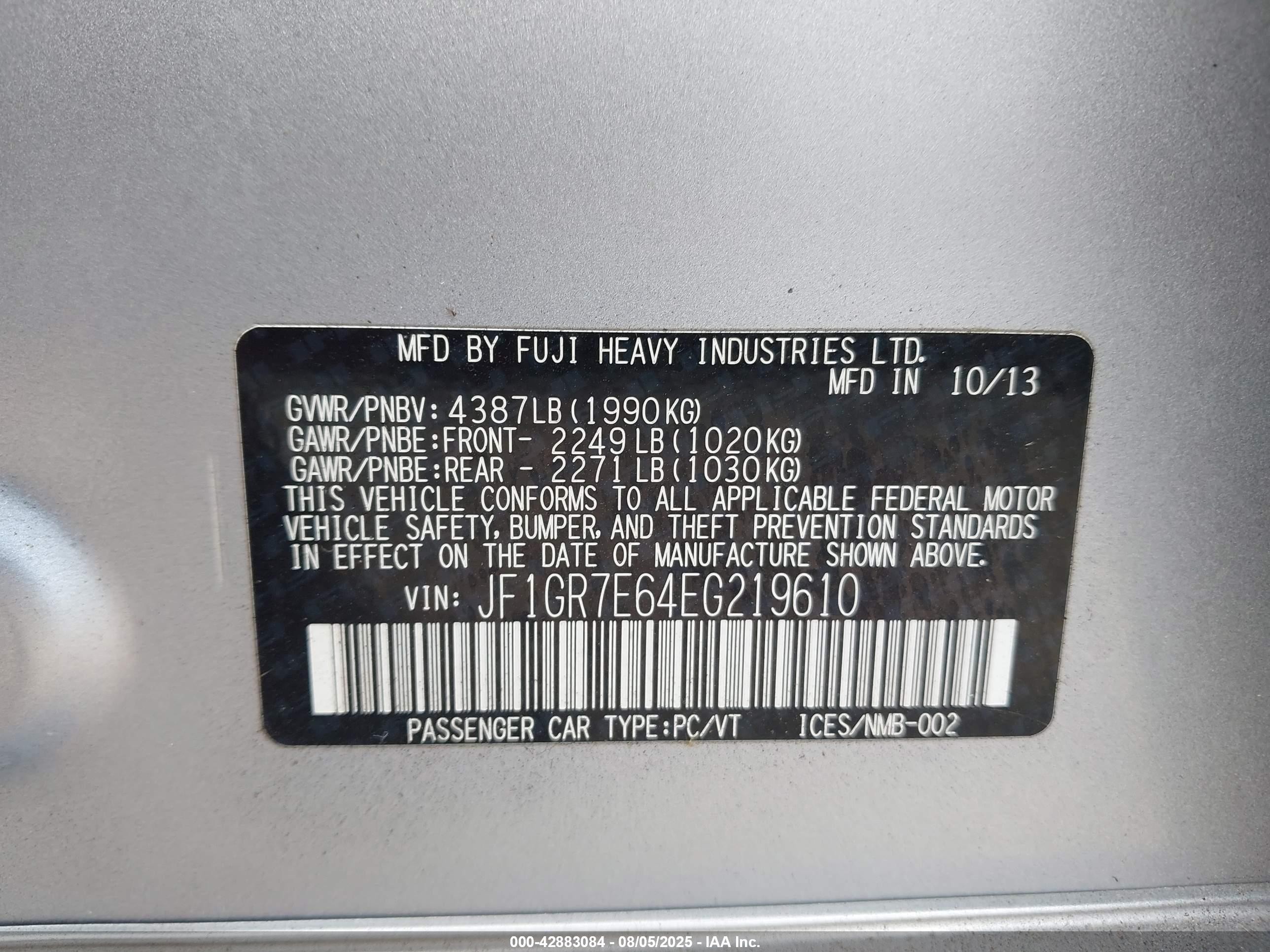 2014 Subaru Impreza Wrx   Silver vin: JF1GR7E64EG219610