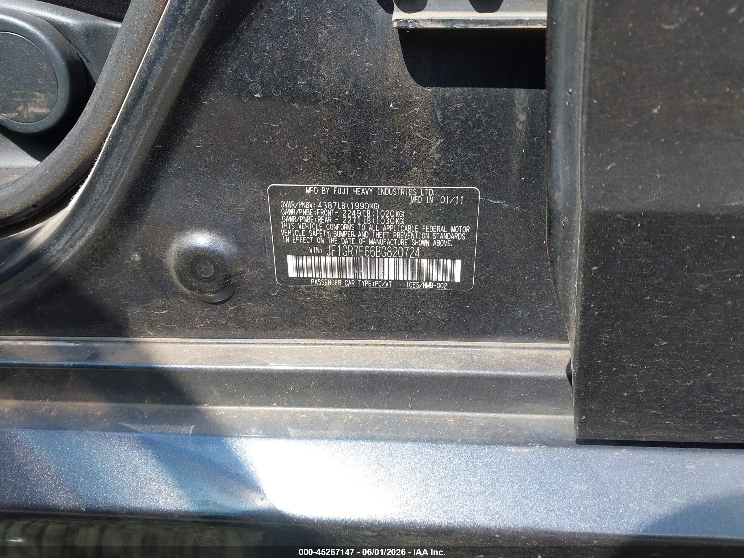 2011 Subaru Impreza Wrx Premium Gray vin: JF1GR7E66BG820724