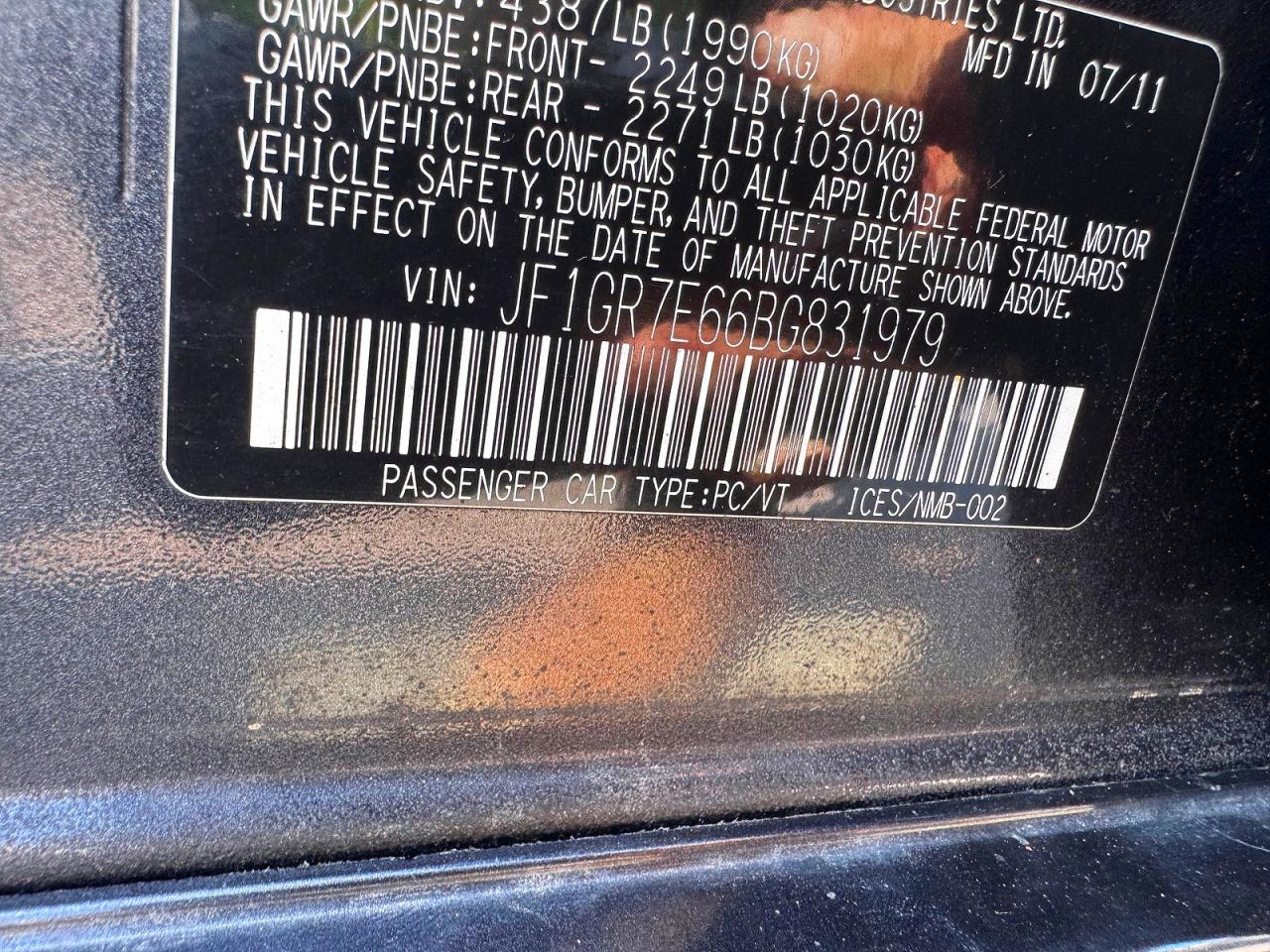2011 Subaru Impreza Wrx Черный vin: JF1GR7E66BG831979