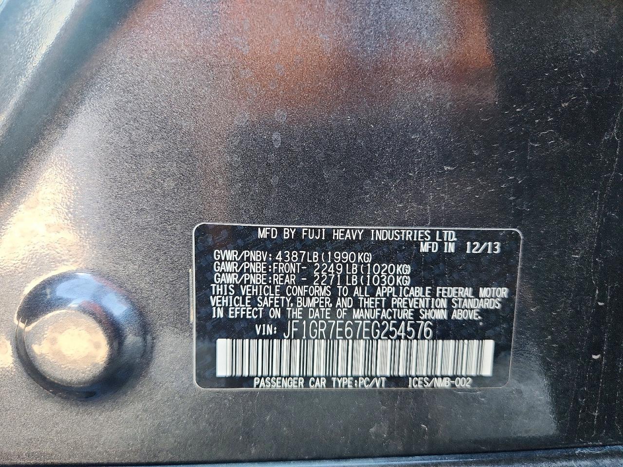 2014 Subaru Impreza Wrx Gray vin: JF1GR7E67EG254576