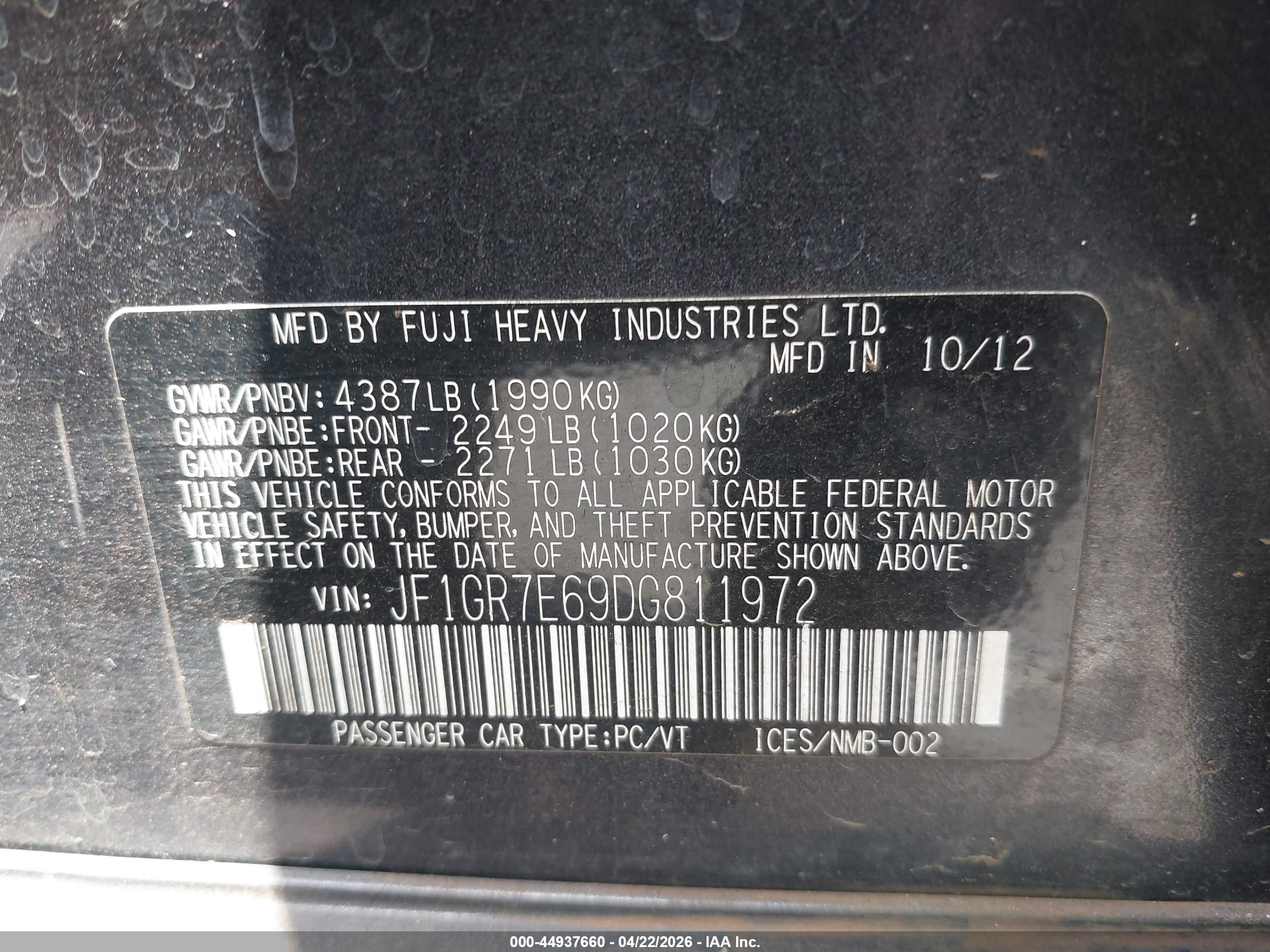 2013 Subaru Impreza Wrx   Gray vin: JF1GR7E69DG811972