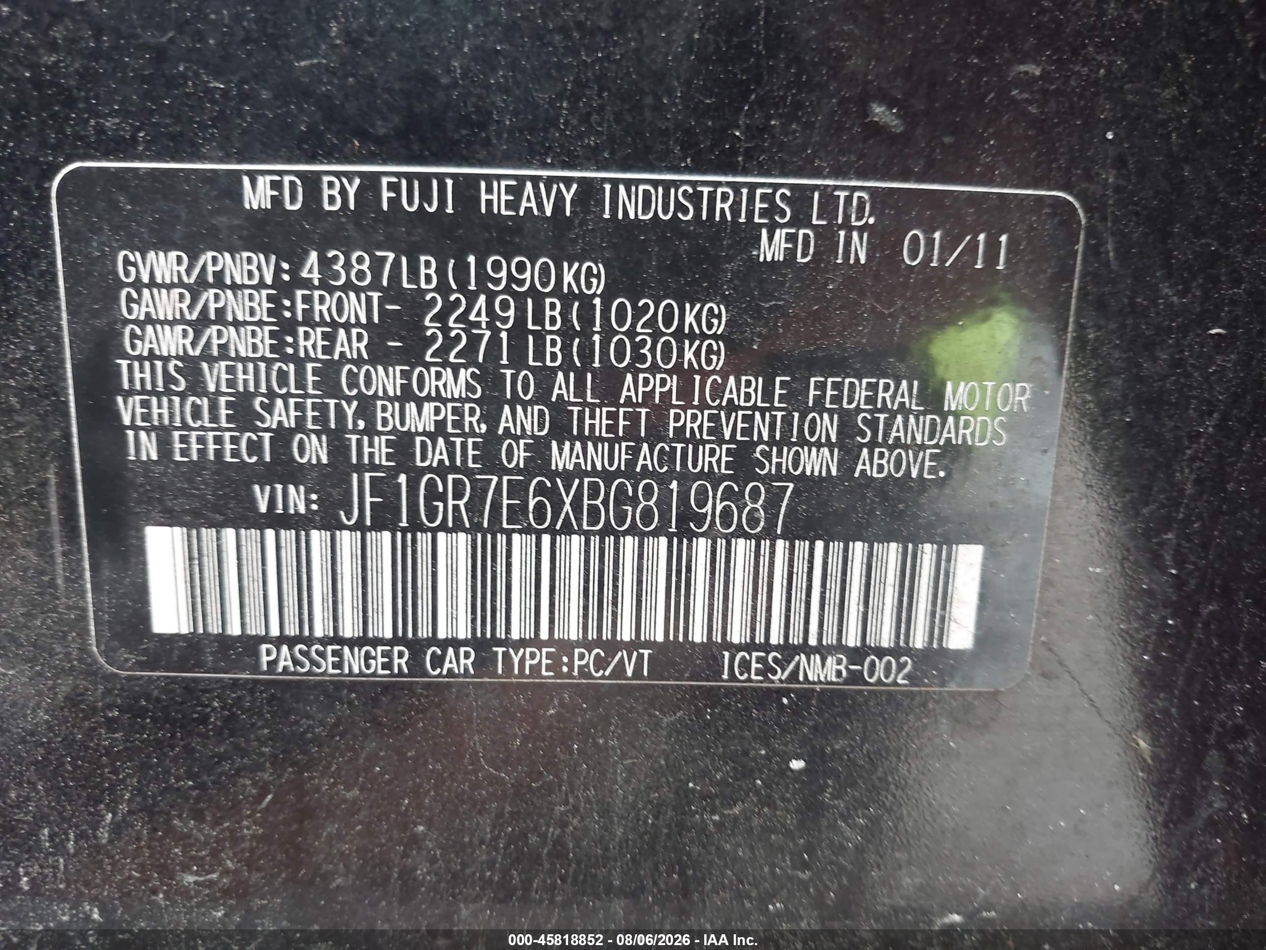 2011 Subaru Impreza Wrx Red vin: JF1GR7E6XBG819687