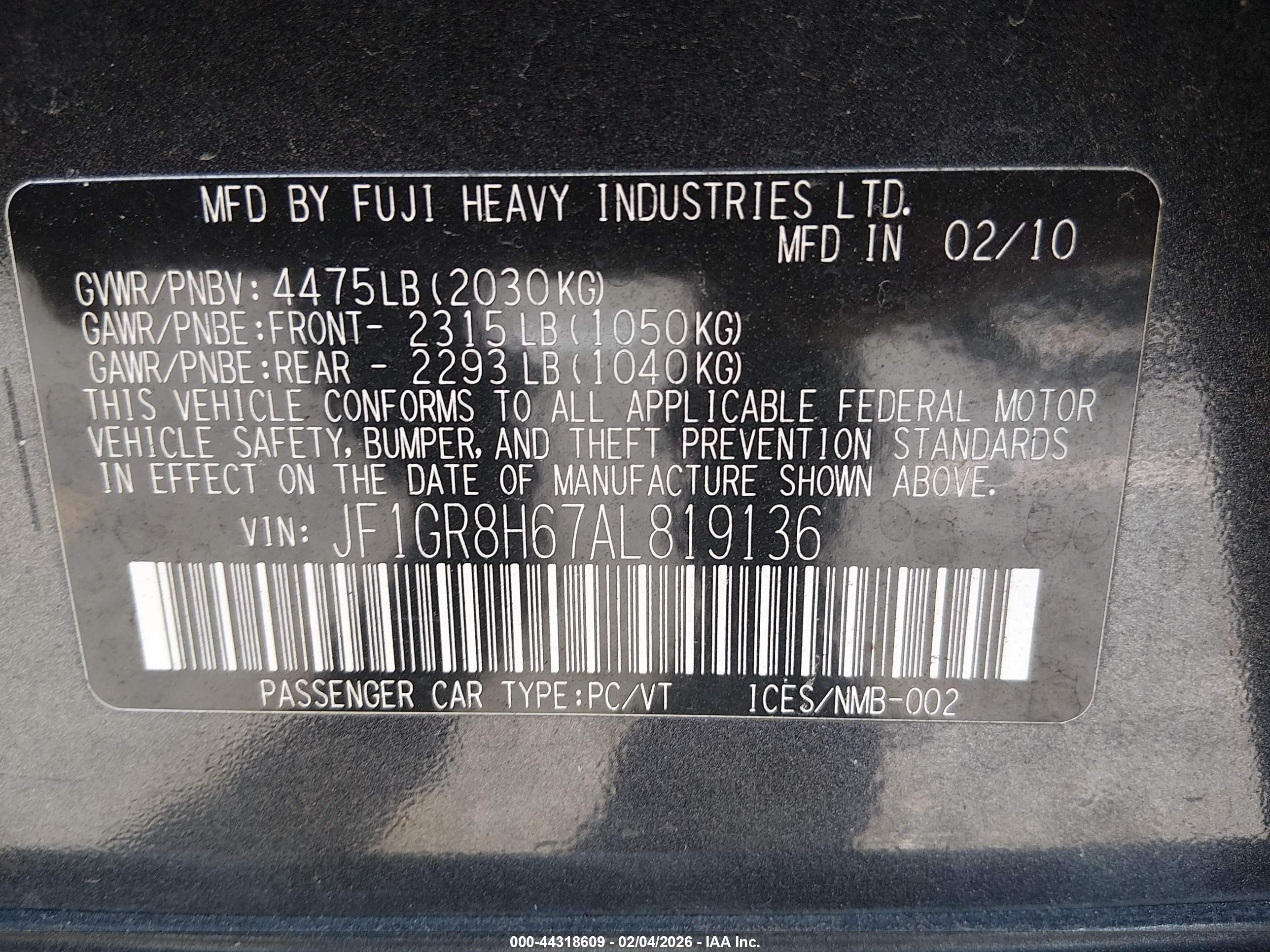 2010 Subaru Impreza Wrx Sti Special Edition Gray vin: JF1GR8H67AL819136