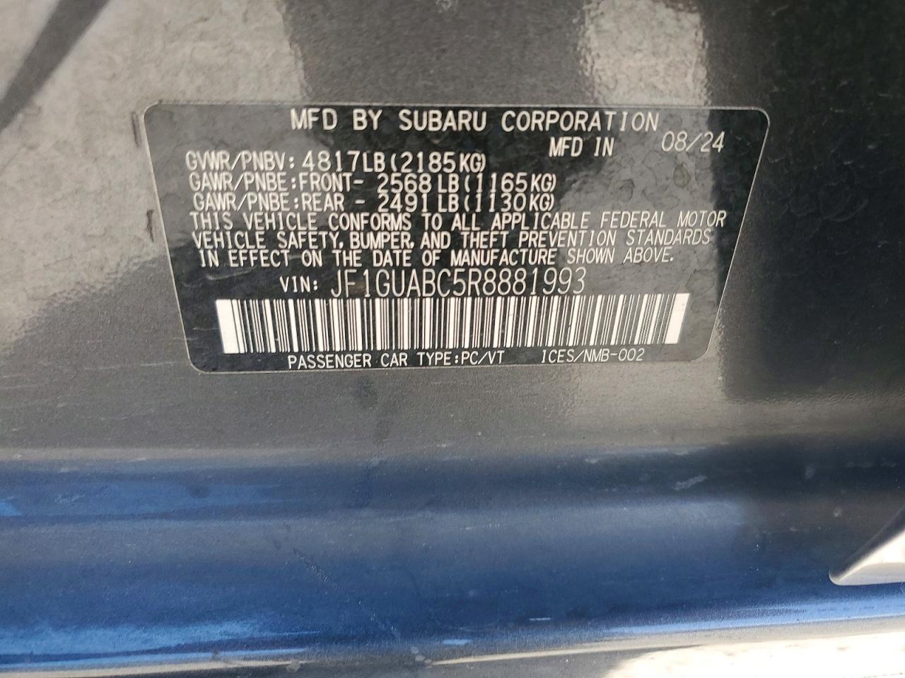 2024 Subaru Impreza Gray vin: JF1GUABC5R8881993