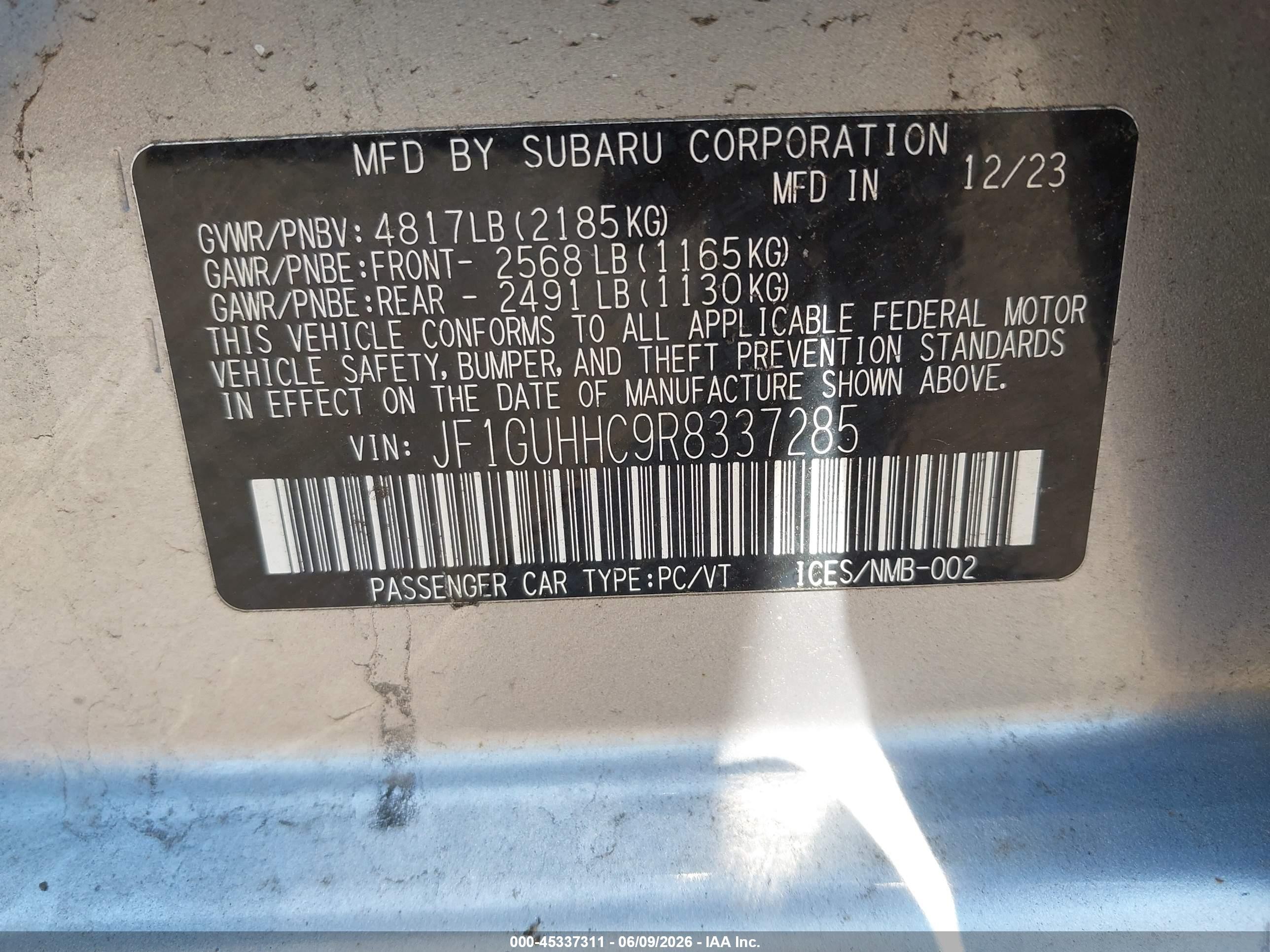 2024 Subaru Impreza Rs 5-door Silver vin: JF1GUHHC9R8337285