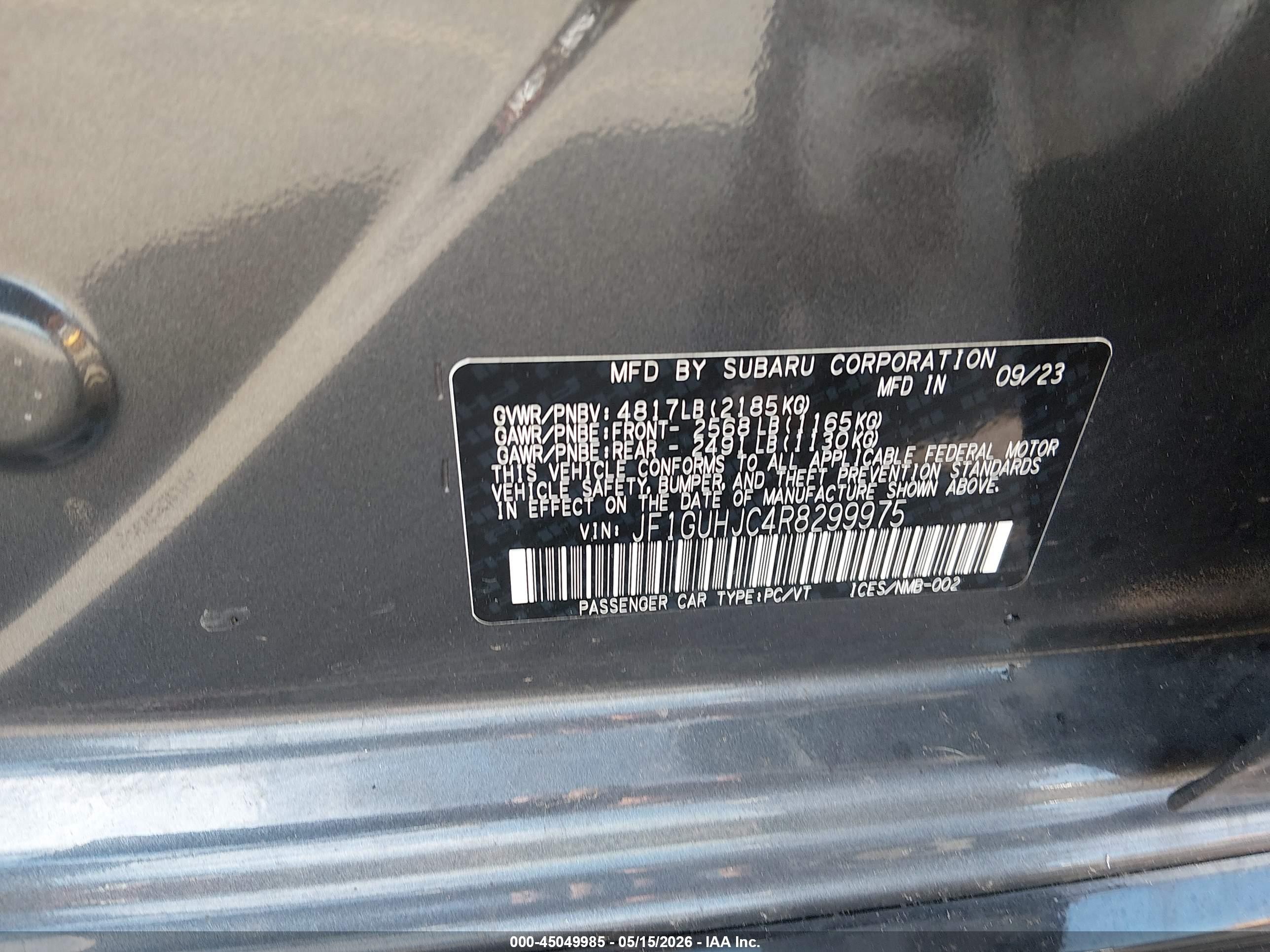 2024 Subaru Impreza Rs 5-door Gray vin: JF1GUHJC4R8299975
