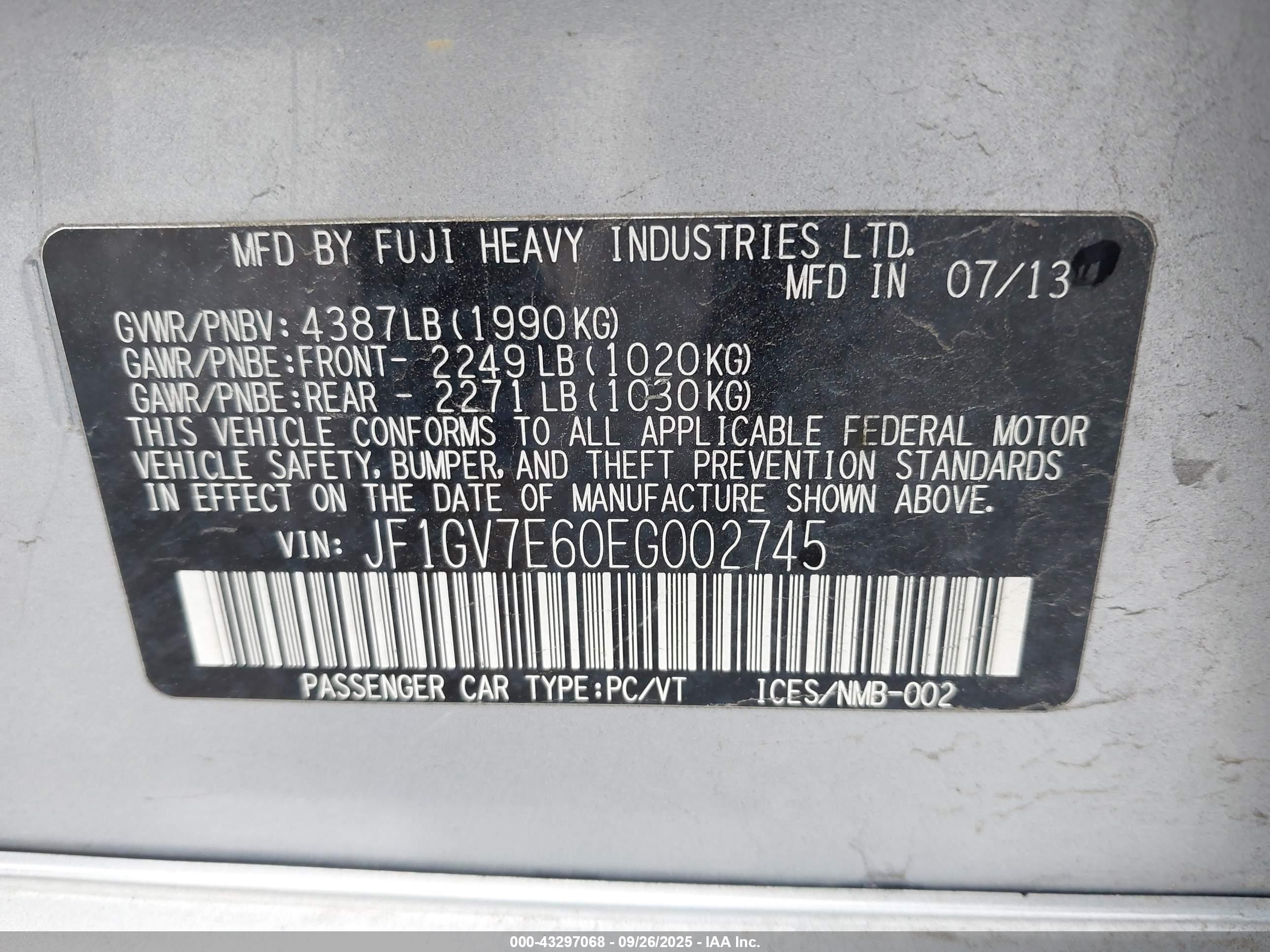 2014 Subaru Impreza Wrx   Silver vin: JF1GV7E60EG002745