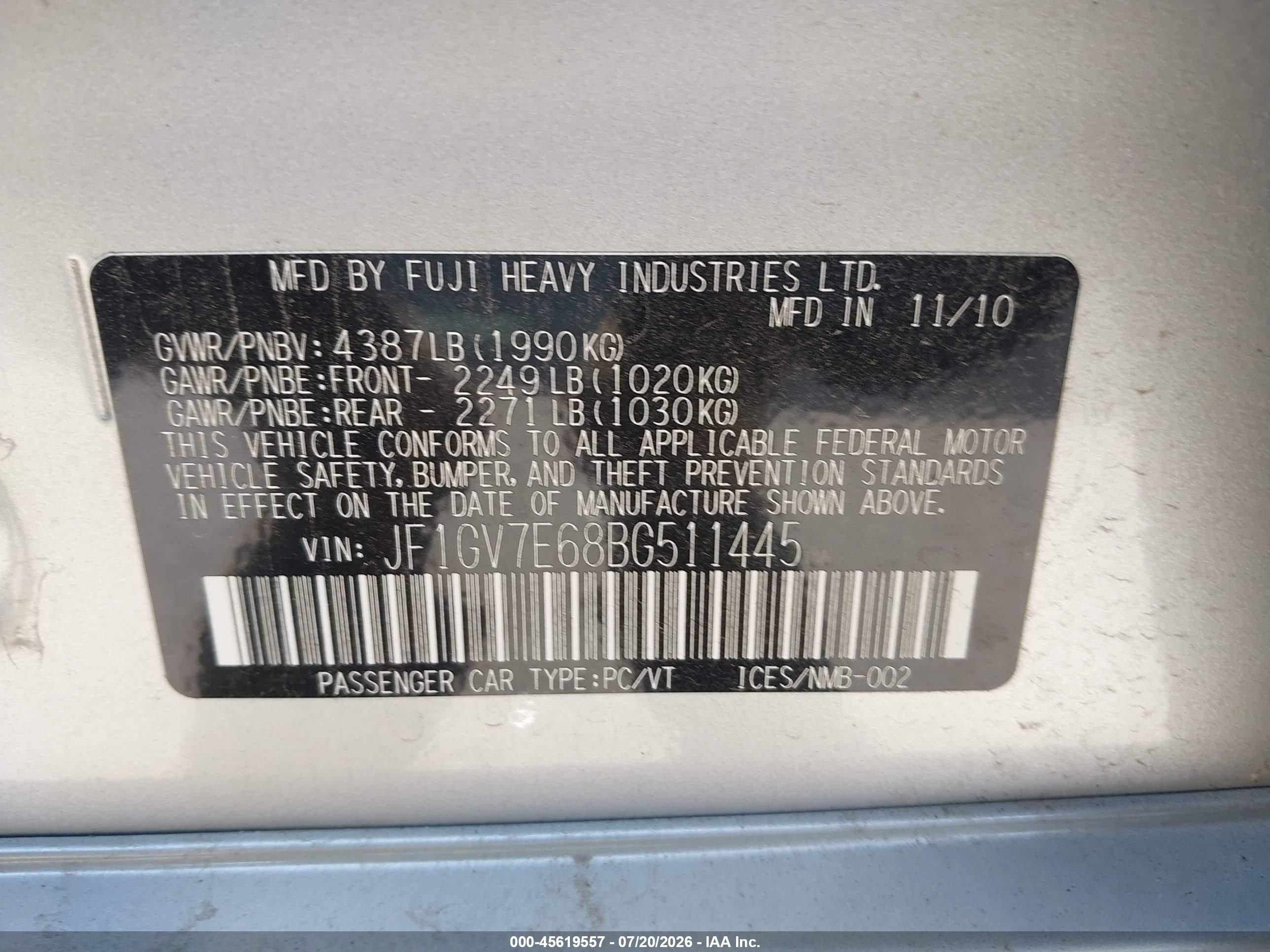 2011 Subaru Impreza Wrx Silver vin: JF1GV7E68BG511445