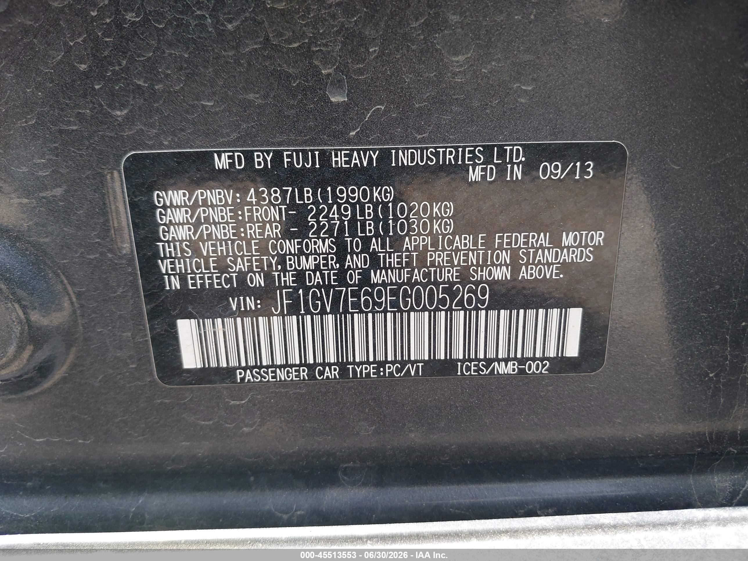 2014 Subaru Impreza Wrx   Gray vin: JF1GV7E69EG005269